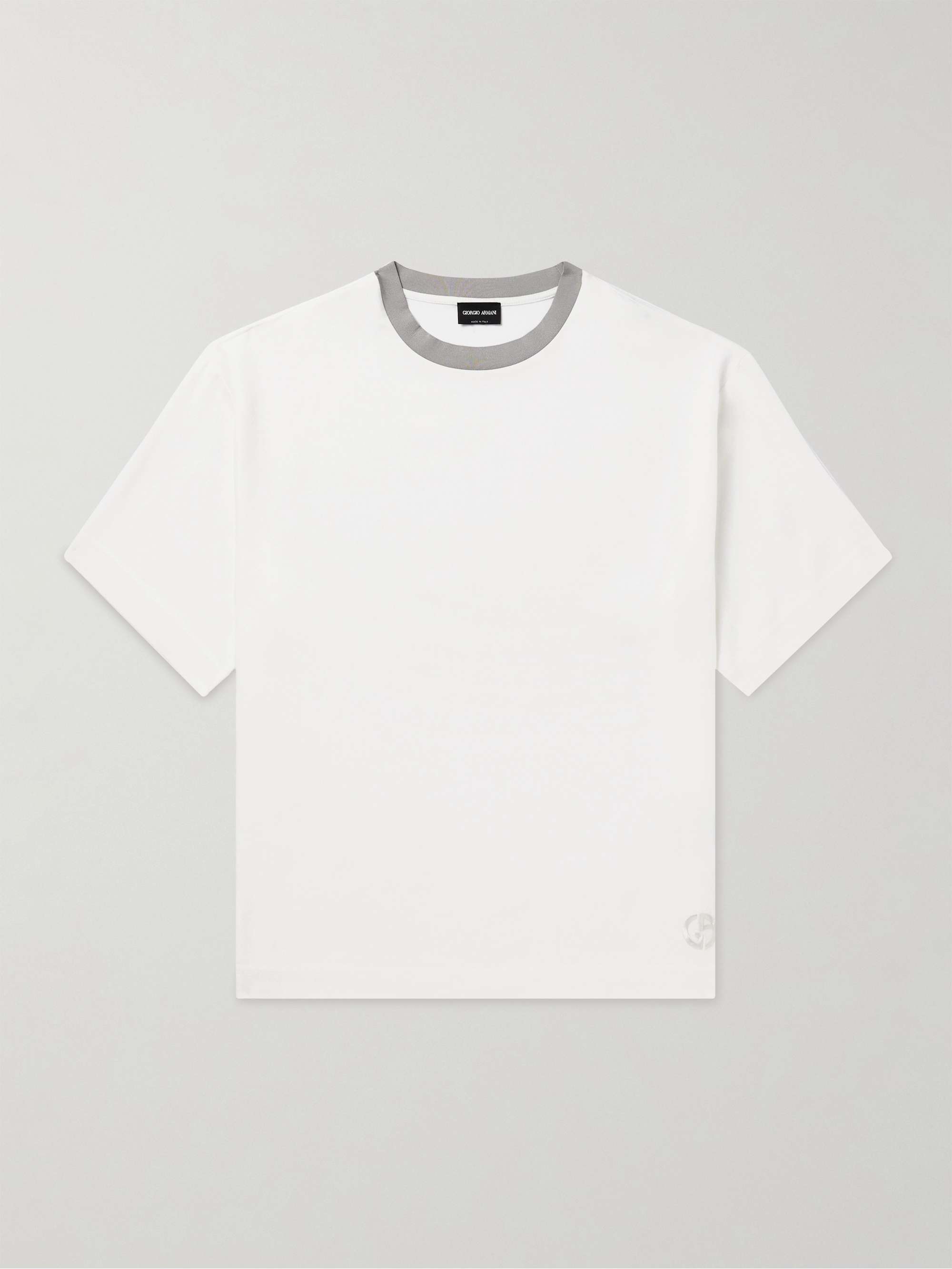 GIORGIO ARMANI Logo-Embroidered Lyocell-Twill T-Shirt