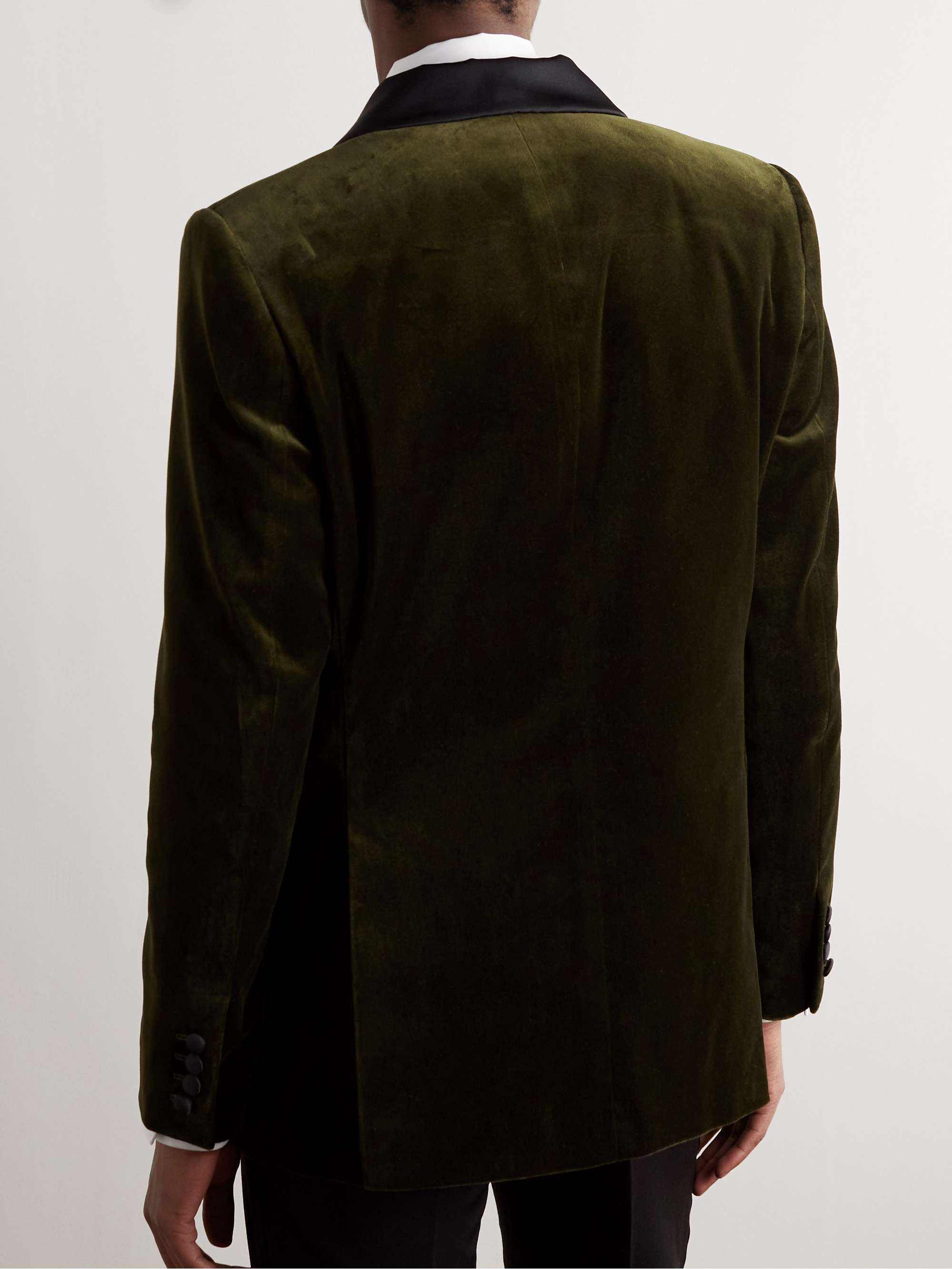 FAVOURBROOK Chaucer Shawl-Collar Satin-Trimmed Cotton-Velvet Tuxedo Jacket