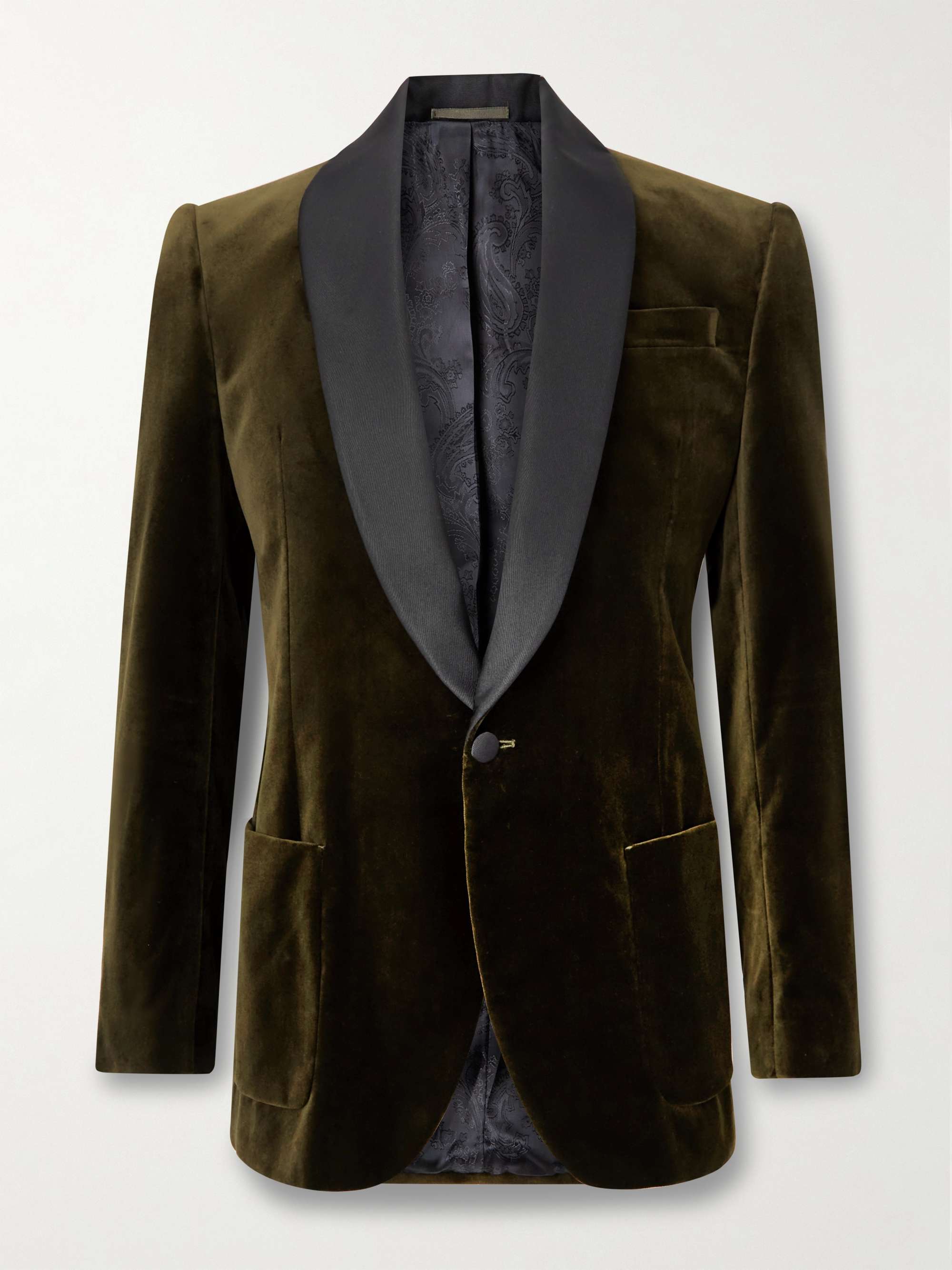 FAVOURBROOK Chaucer Shawl-Collar Satin-Trimmed Cotton-Velvet Tuxedo Jacket