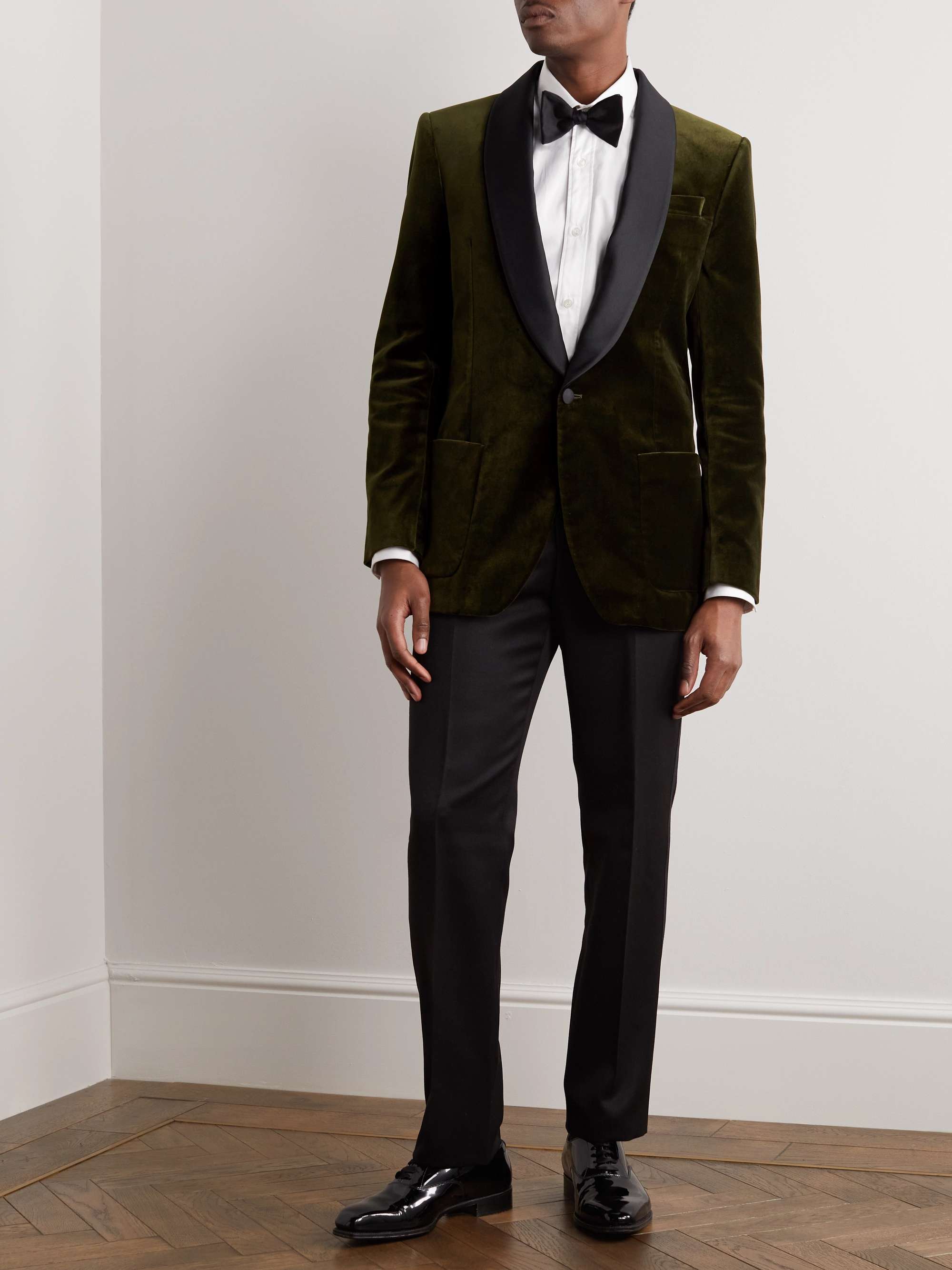 FAVOURBROOK Chaucer Shawl-Collar Satin-Trimmed Cotton-Velvet Tuxedo Jacket