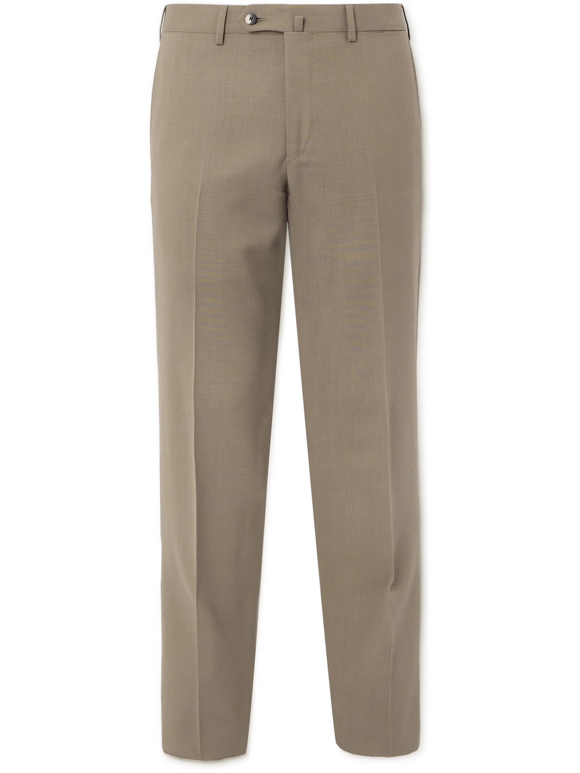 Caruso Straight-leg Pleated Wool Suit Trousers In Brown