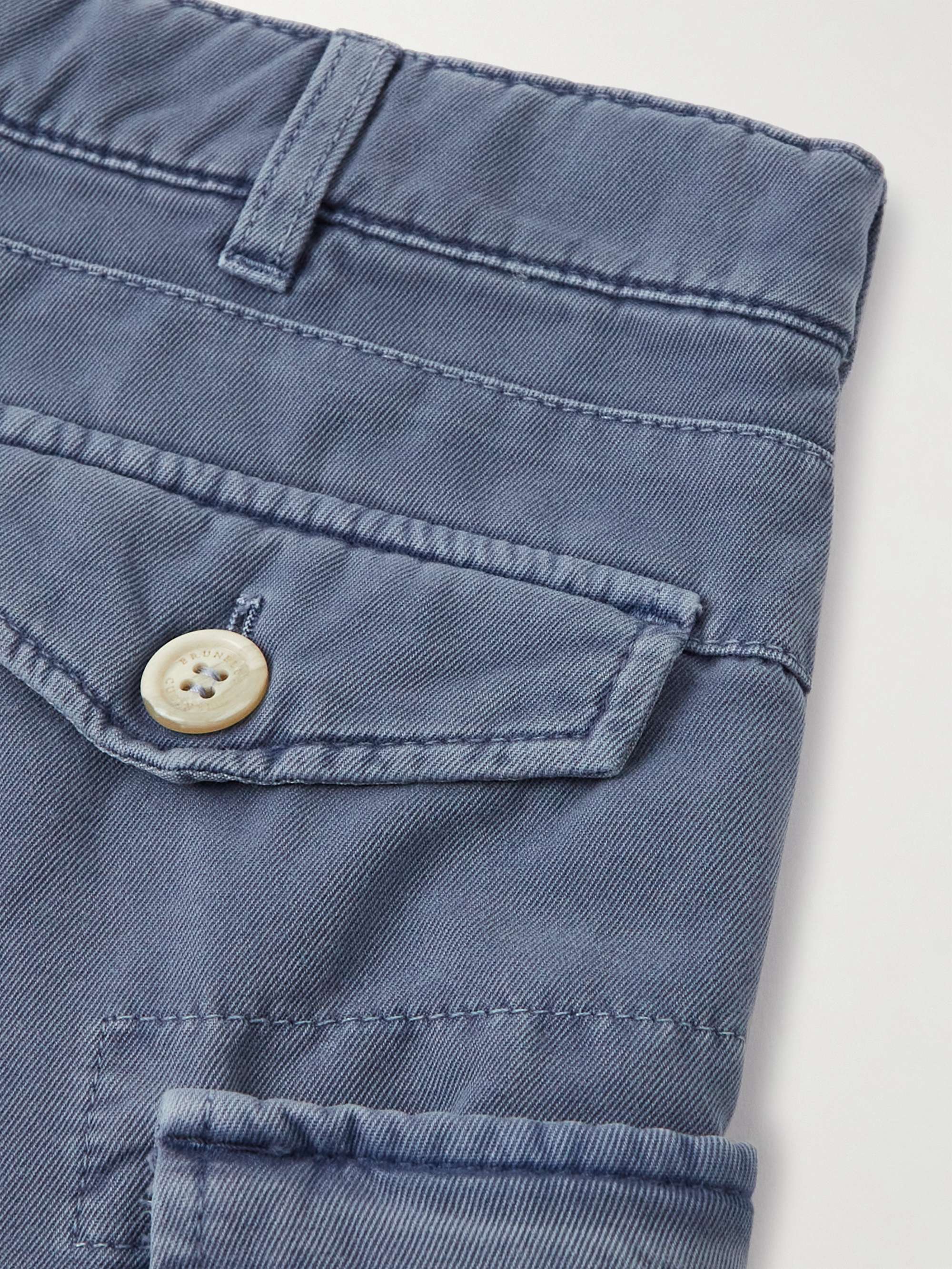 BRUNELLO CUCINELLI KIDS Ages 4-7 Straight-Leg Garment-Dyed Cotton-Twill Cargo Shorts