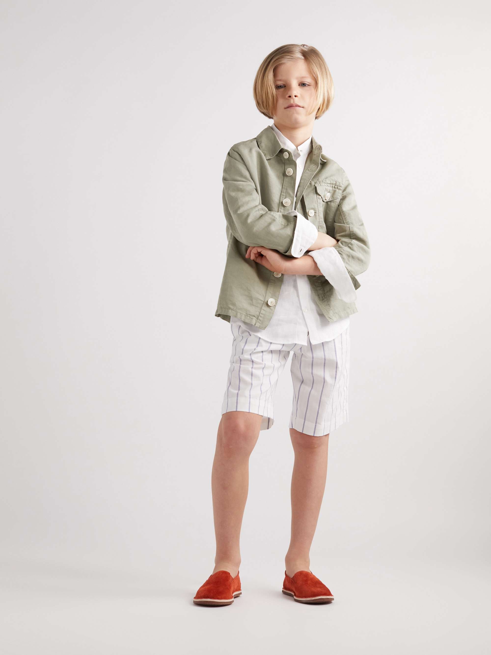 BRUNELLO CUCINELLI KIDS Ages 8-11 Linen and Cotton-Blend Overshirt