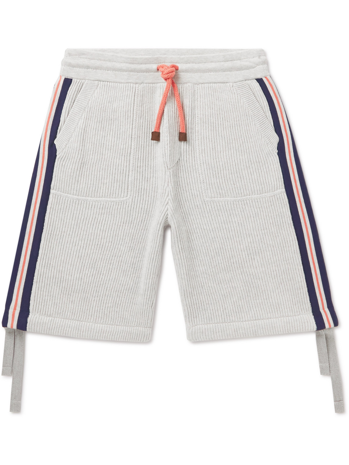 Ages 8-11 Striped Ribbed Cotton Drawstring Shorts