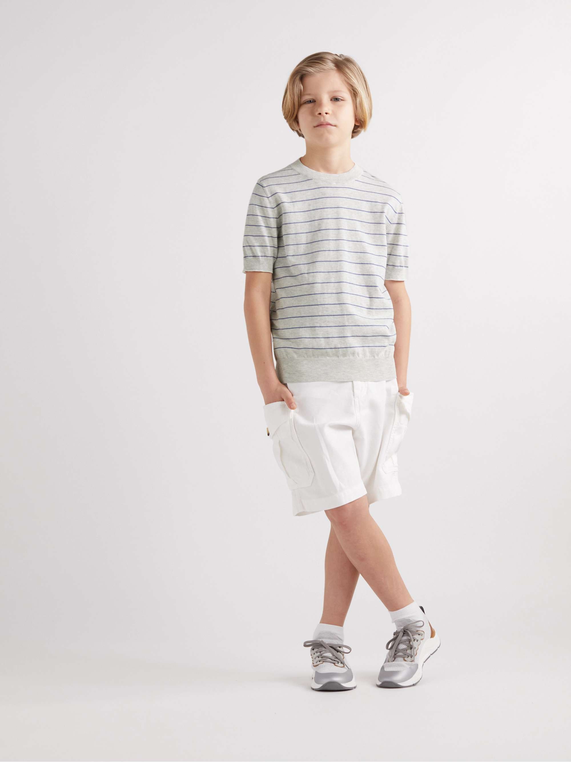 BRUNELLO CUCINELLI KIDS Ages 4-7 Striped Cotton-Jersey T-Shirt