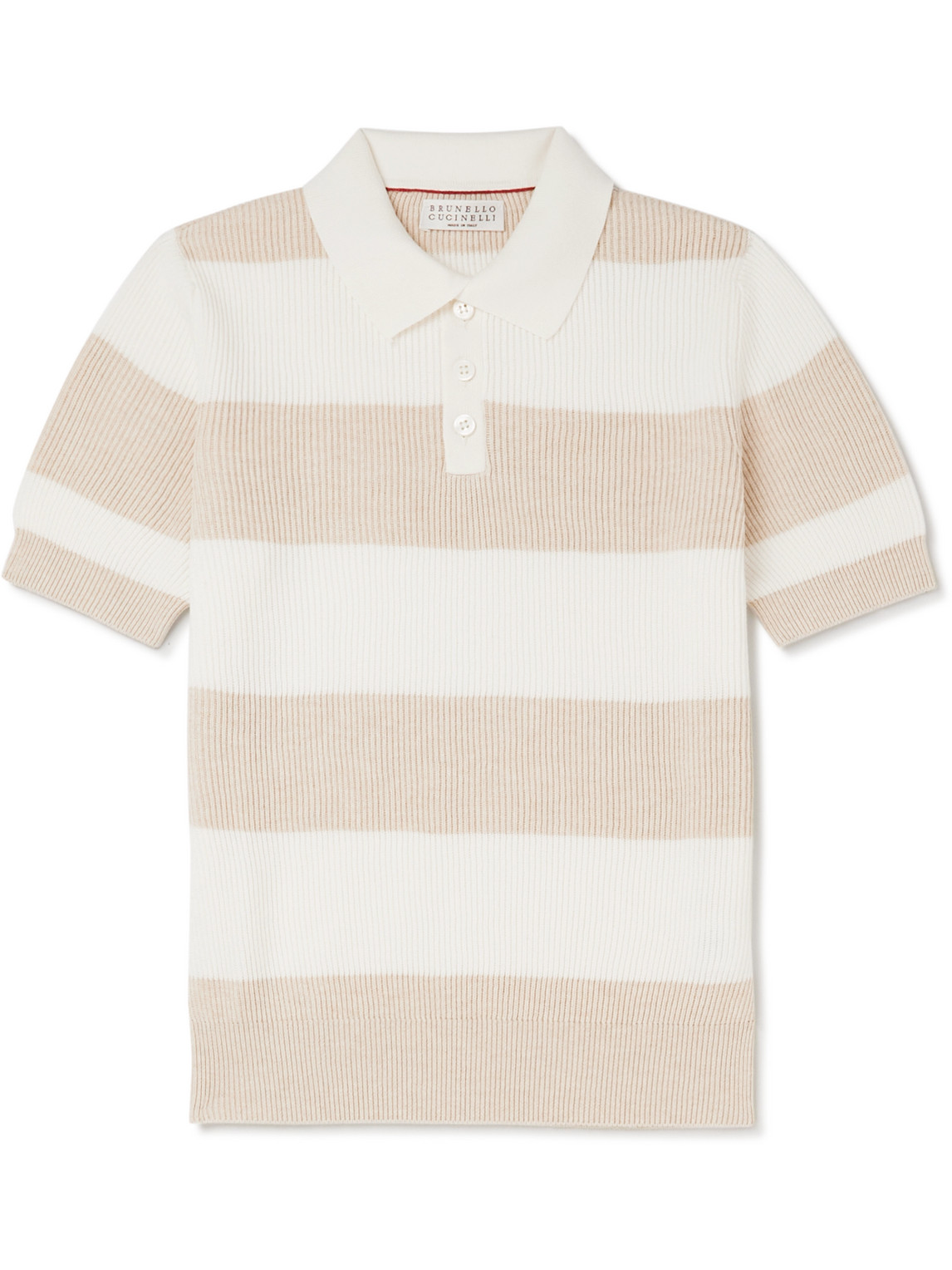 Ages 8-11 Striped Ribbed Cotton Polo Shirt