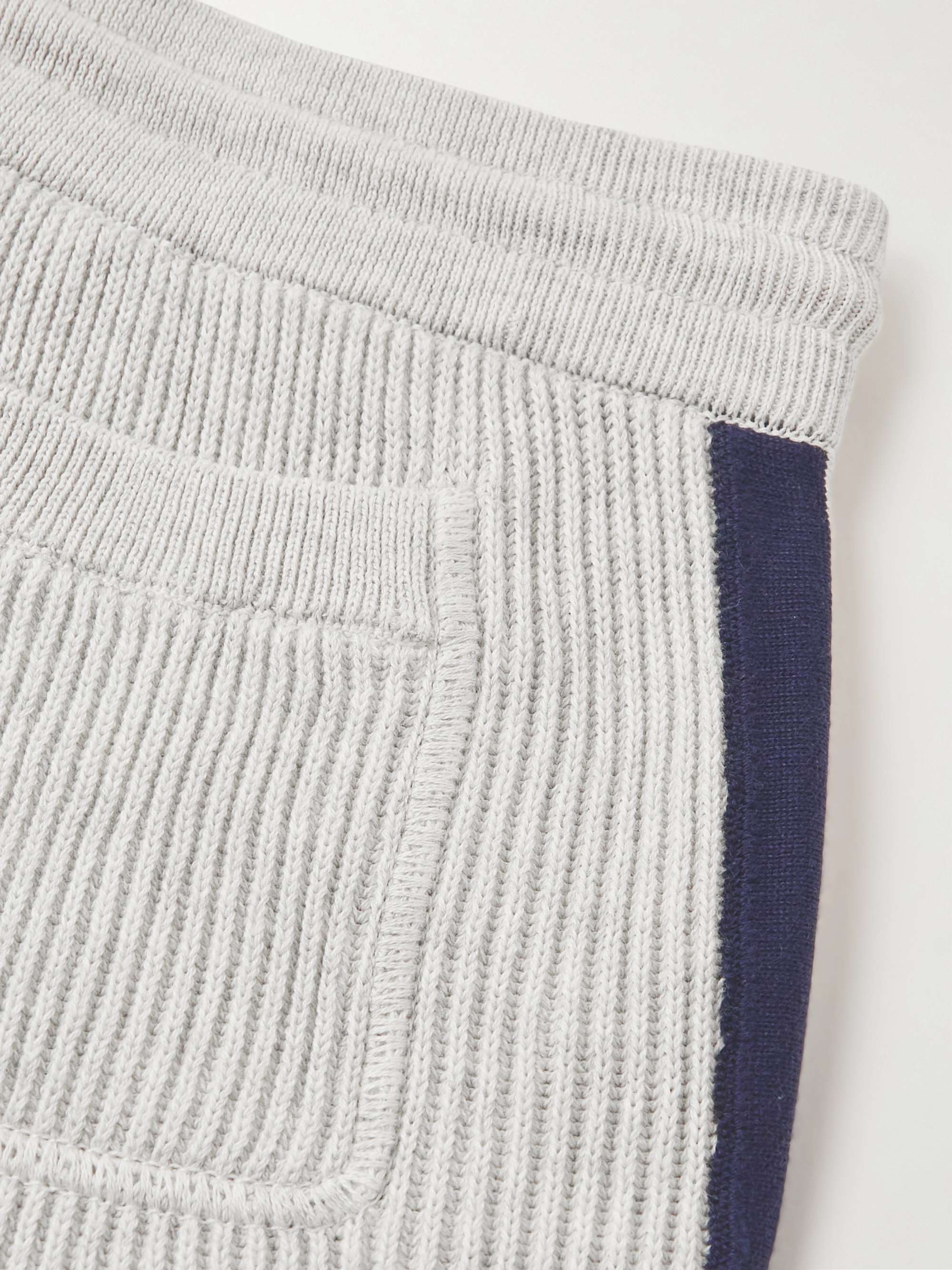 BRUNELLO CUCINELLI KIDS Ages 4-7 Striped Ribbed Cotton Drawstring Shorts