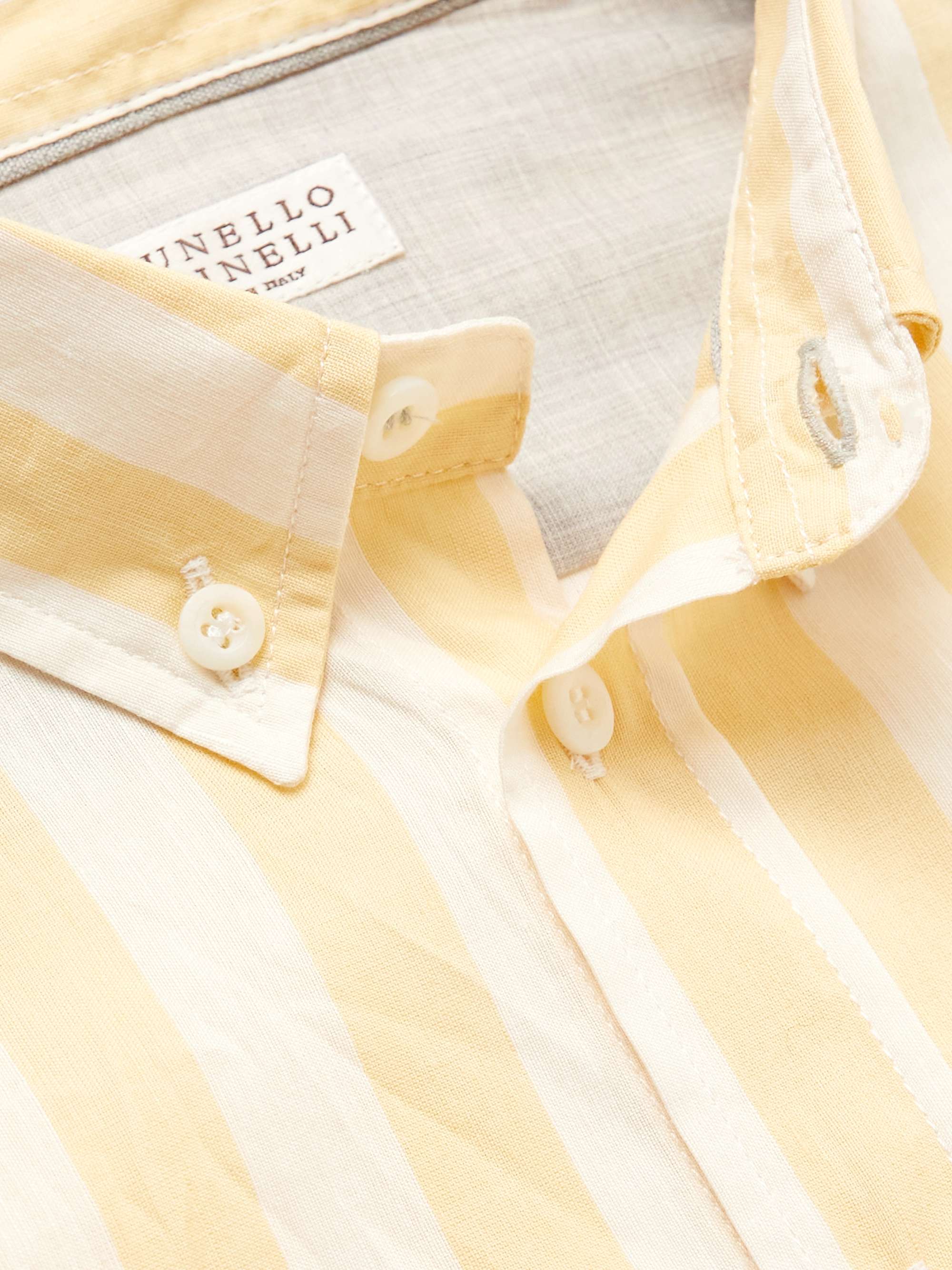 BRUNELLO CUCINELLI KIDS Ages 4-7 Logo-Embroidered Striped Cotton and Linen-Blend Shirt