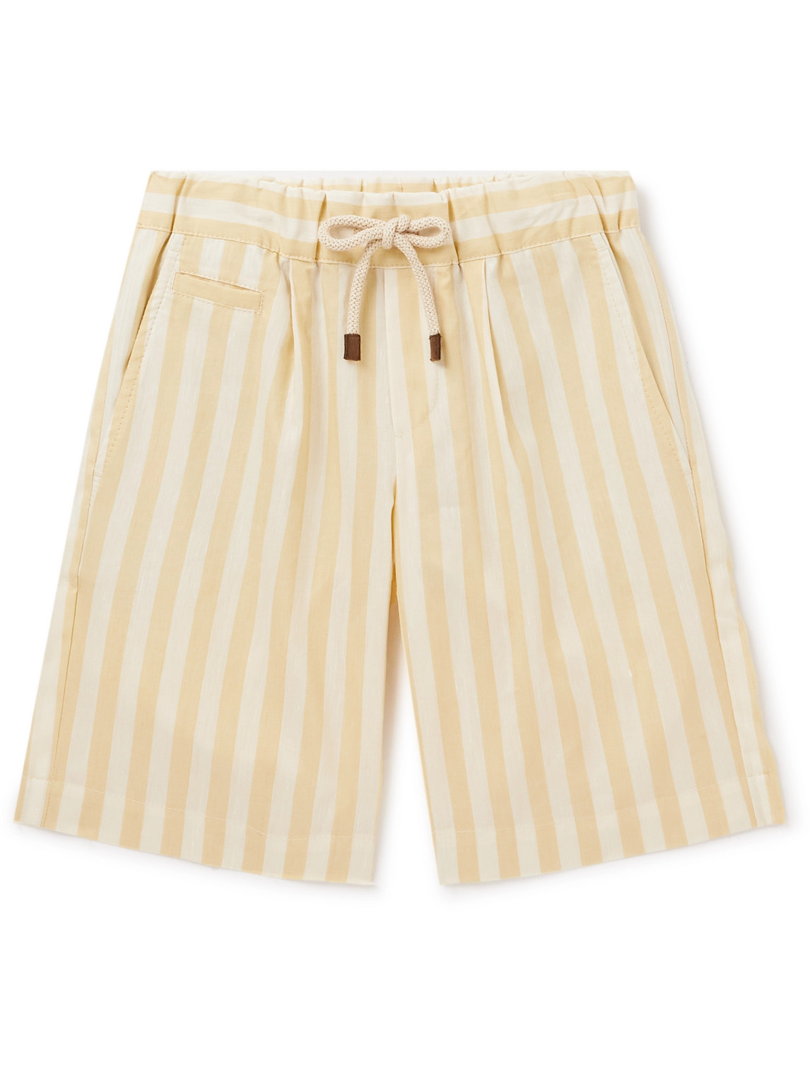 Ages 8-11 Striped Cotton and Linen-Blend Shorts