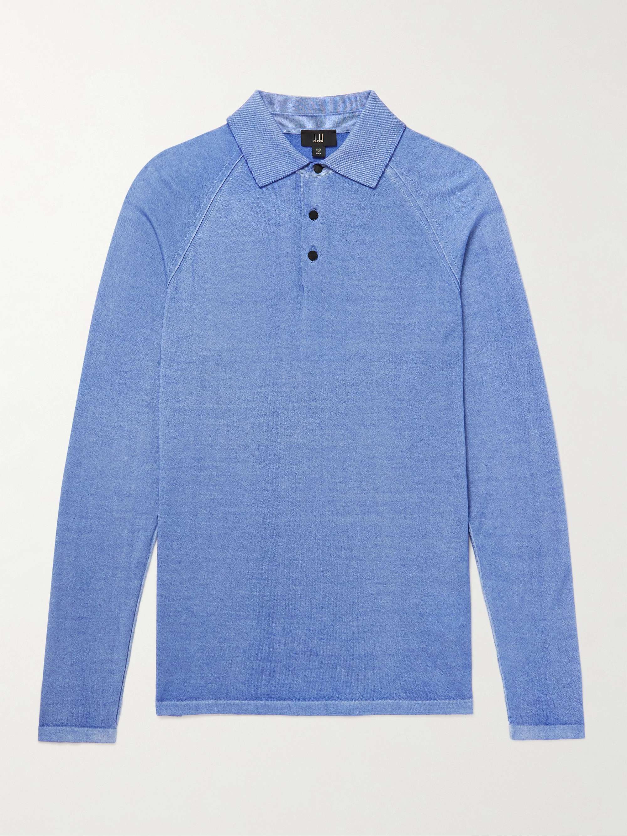 DUNHILL Garment-Dyed Cashmere Polo Shirt
