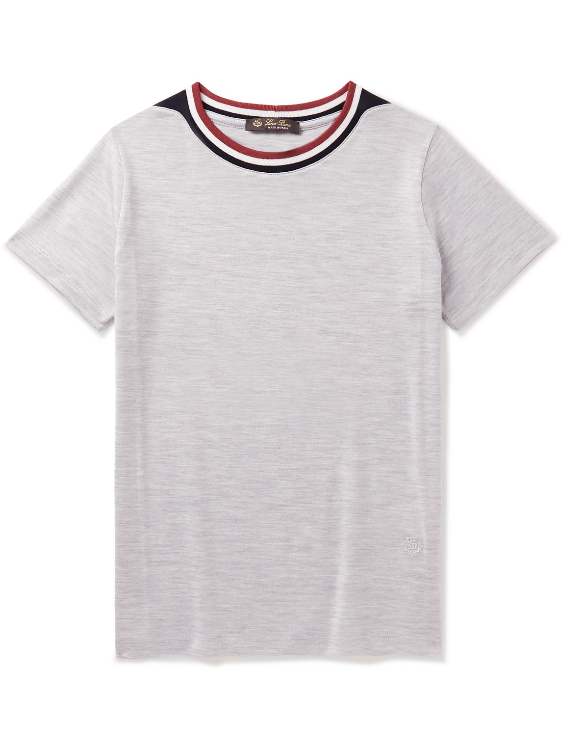 Loro Piana Striped Silk And Cotton-blend T-shirt In Gray