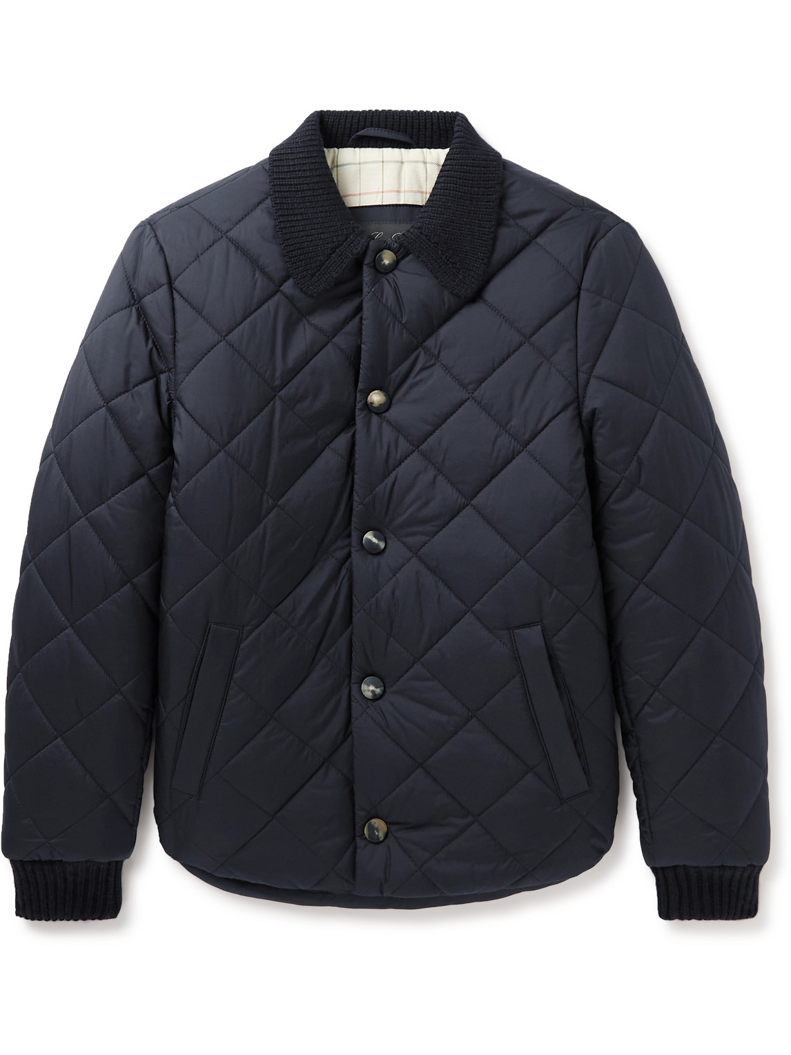 Stuart Cashmere-Trimmed Quilted Shell Jacket