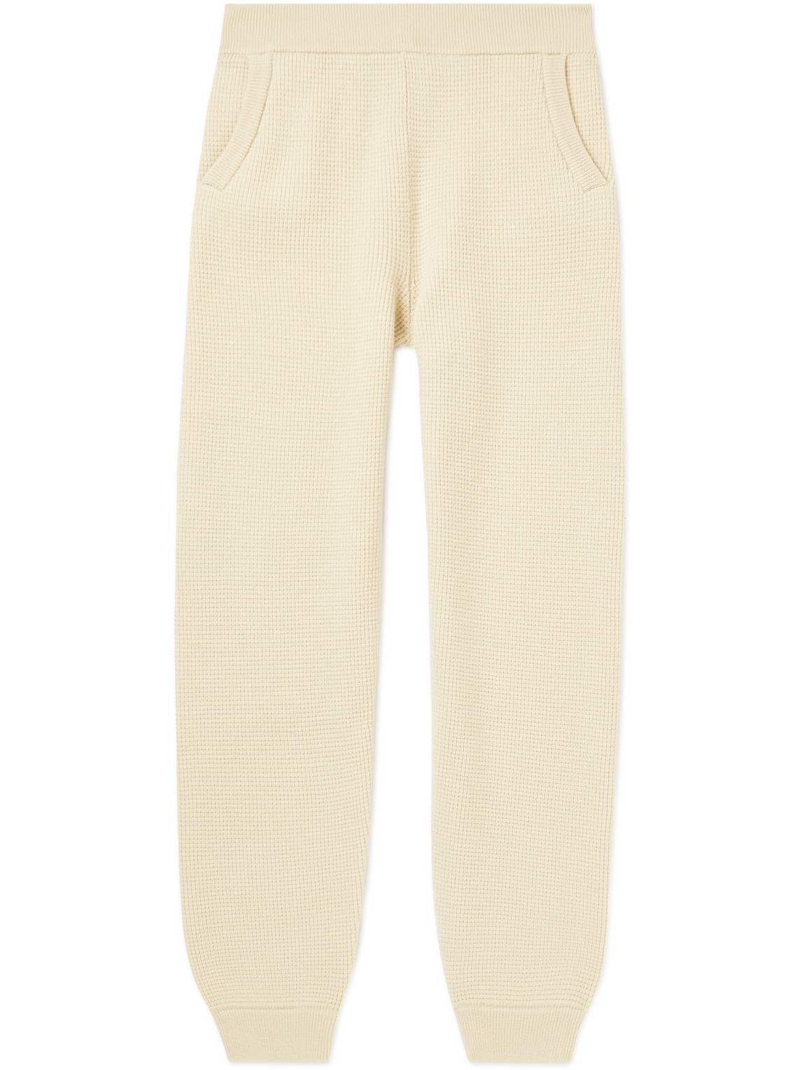 Loro Piana Tapered Waffle-knit Wool Sweatpants In Neutrals