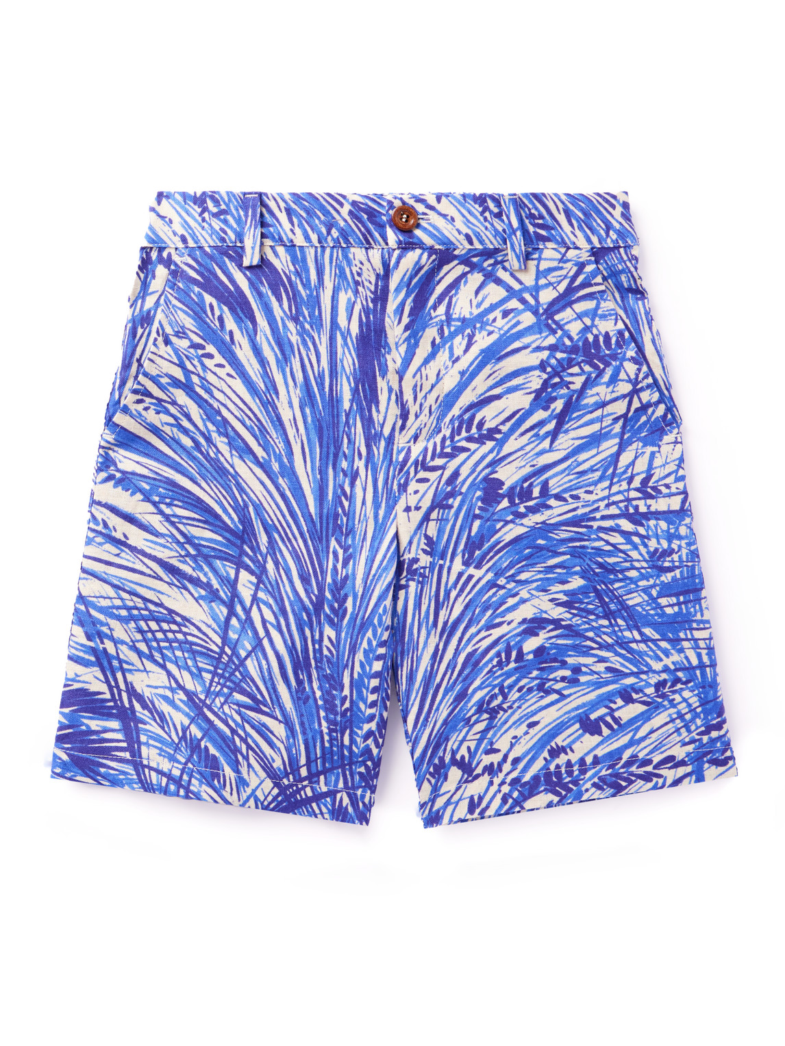 Loro Piana Loris Printed Linen Shorts In Blue