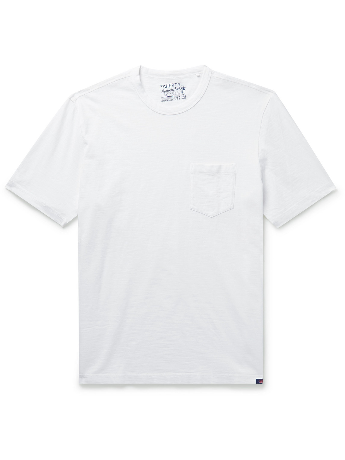 Faherty Sunwashed Organic Cotton Pocket T-shirt In White