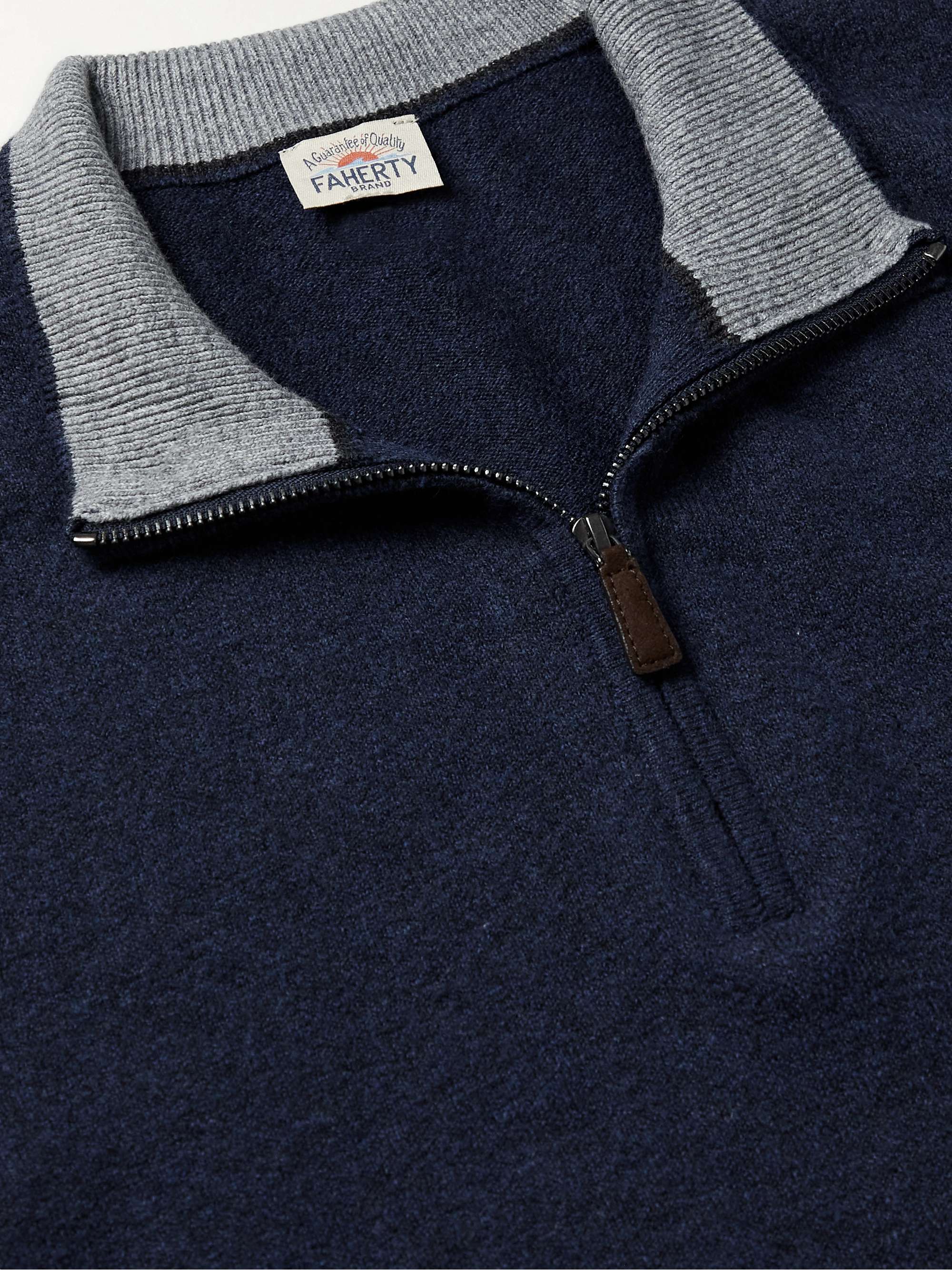 FAHERTY Jackson Hole Cotton-Blend Half-Zip Sweater