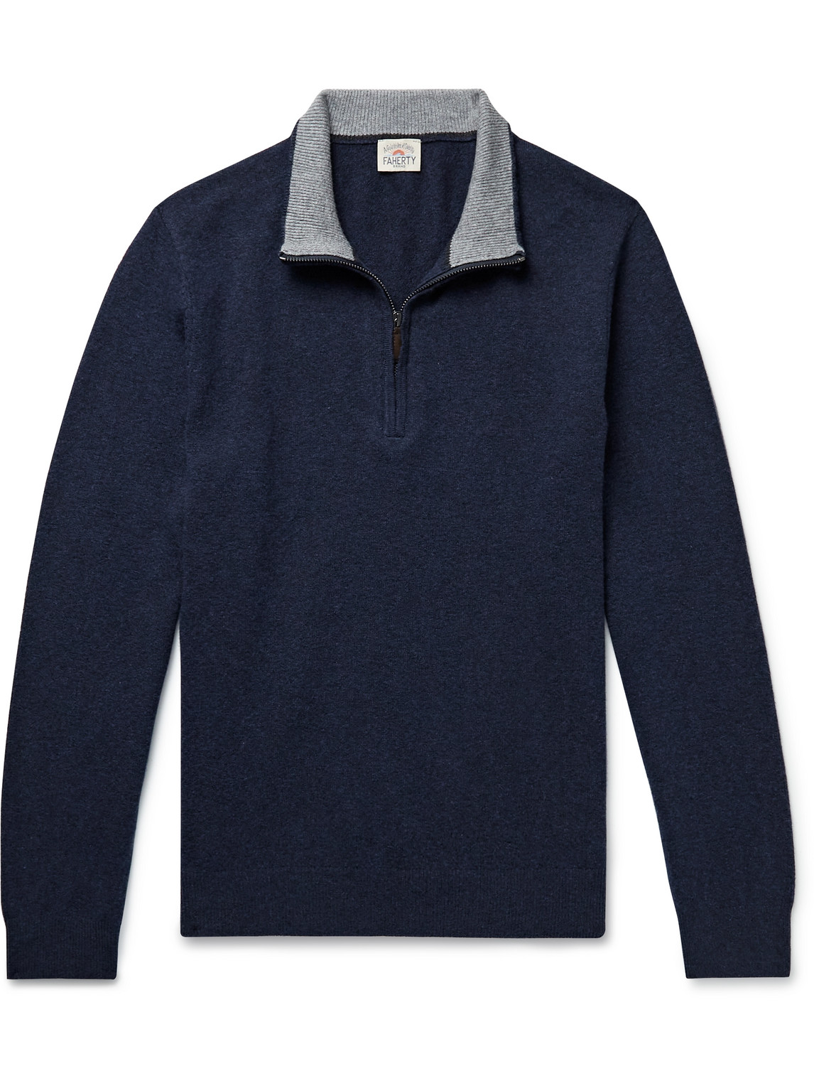 Faherty Jackson Hole Cotton-blend Half-zip Sweater In Blue