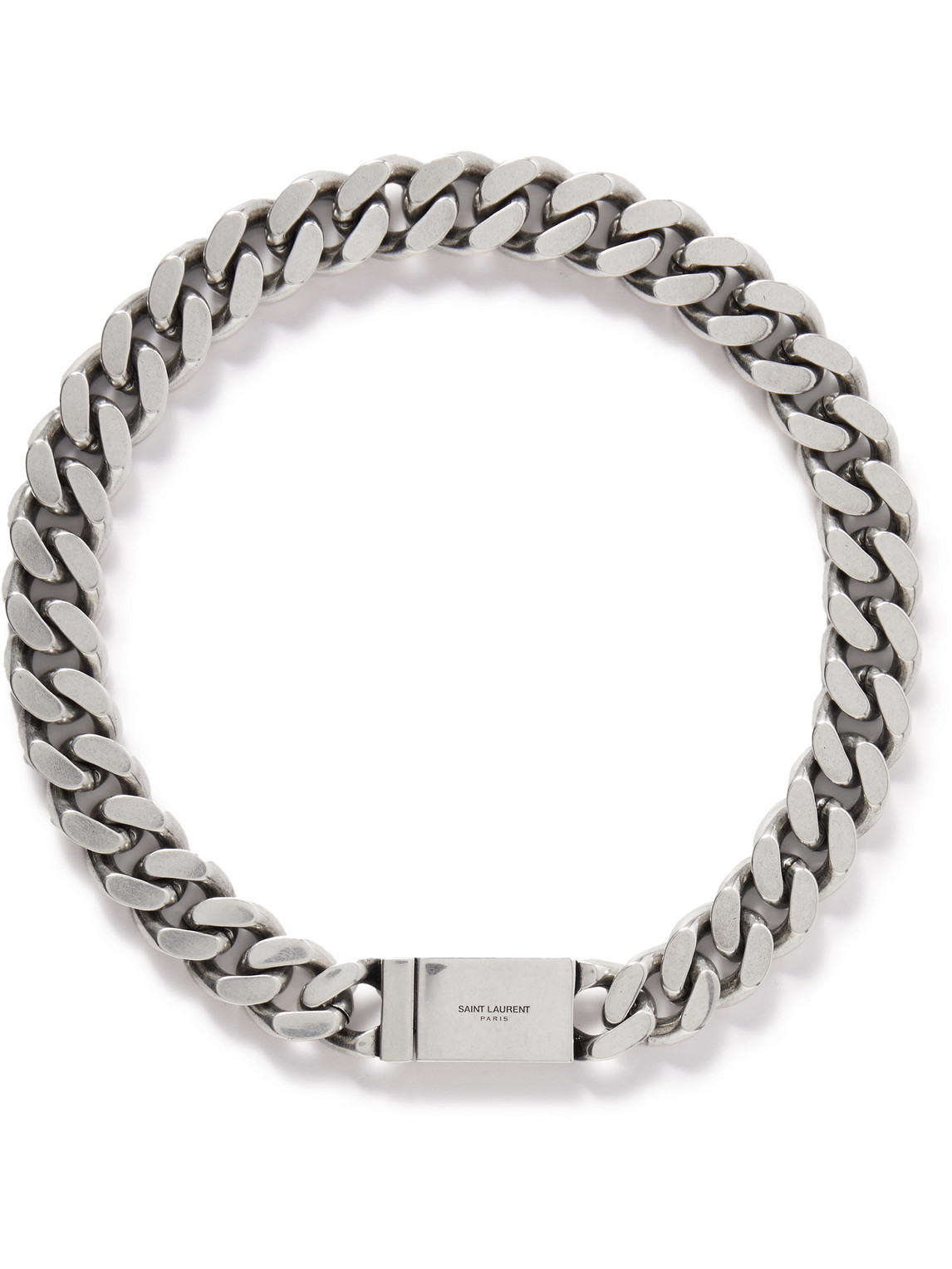 Shop Saint Laurent Silver-tone Chain Necklace