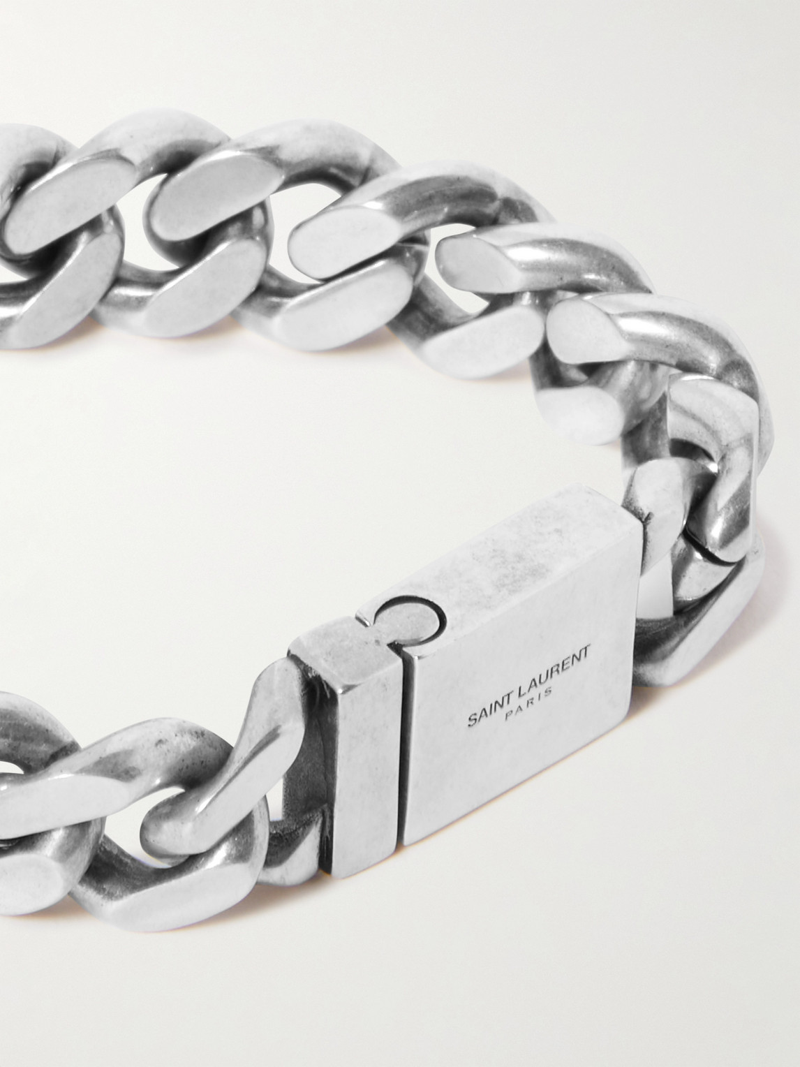 Shop Saint Laurent Silver-tone Chain Bracelet