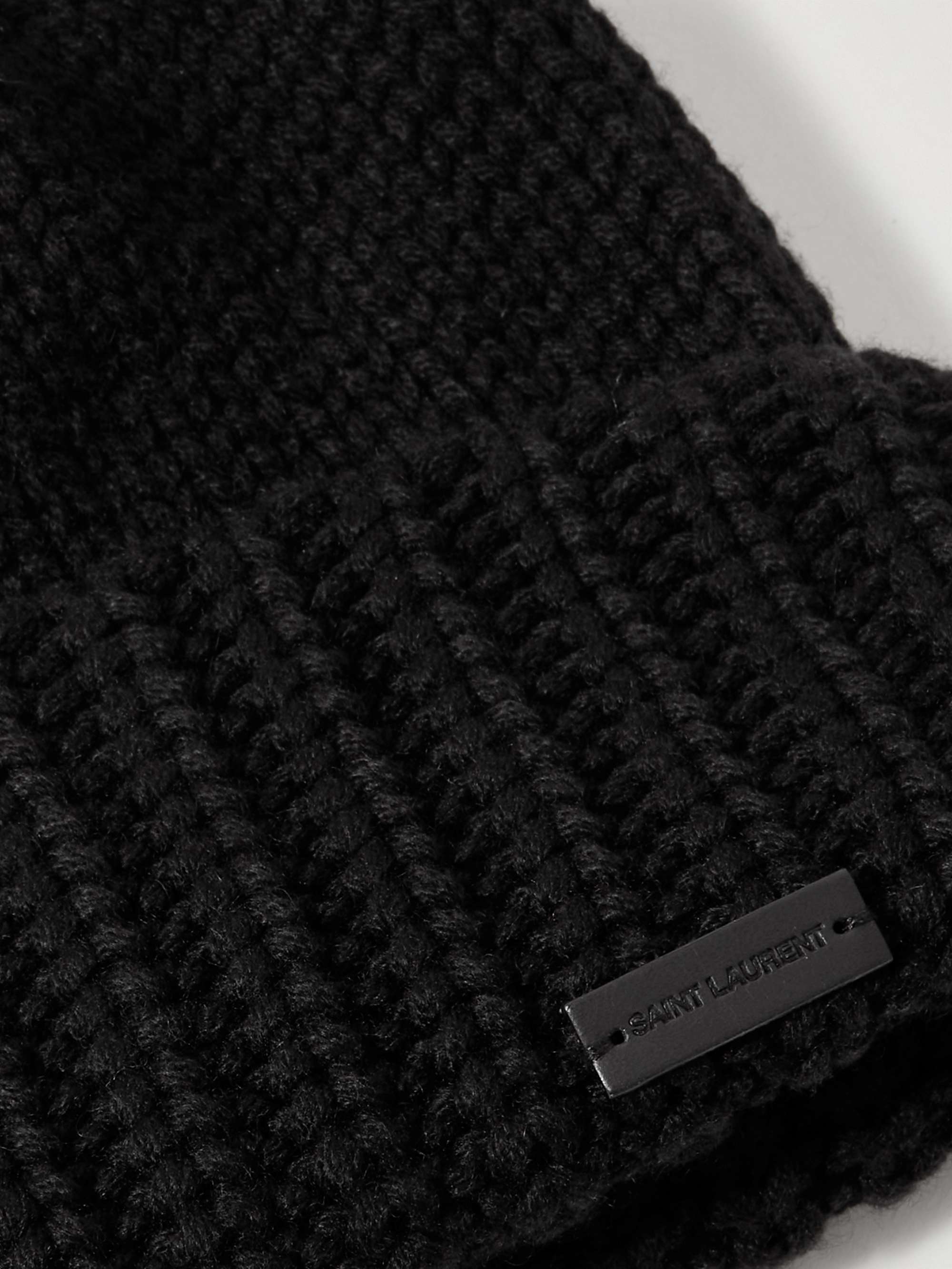 SAINT LAURENT Logo-Appliquéd Ribbed Cashmere Beanie
