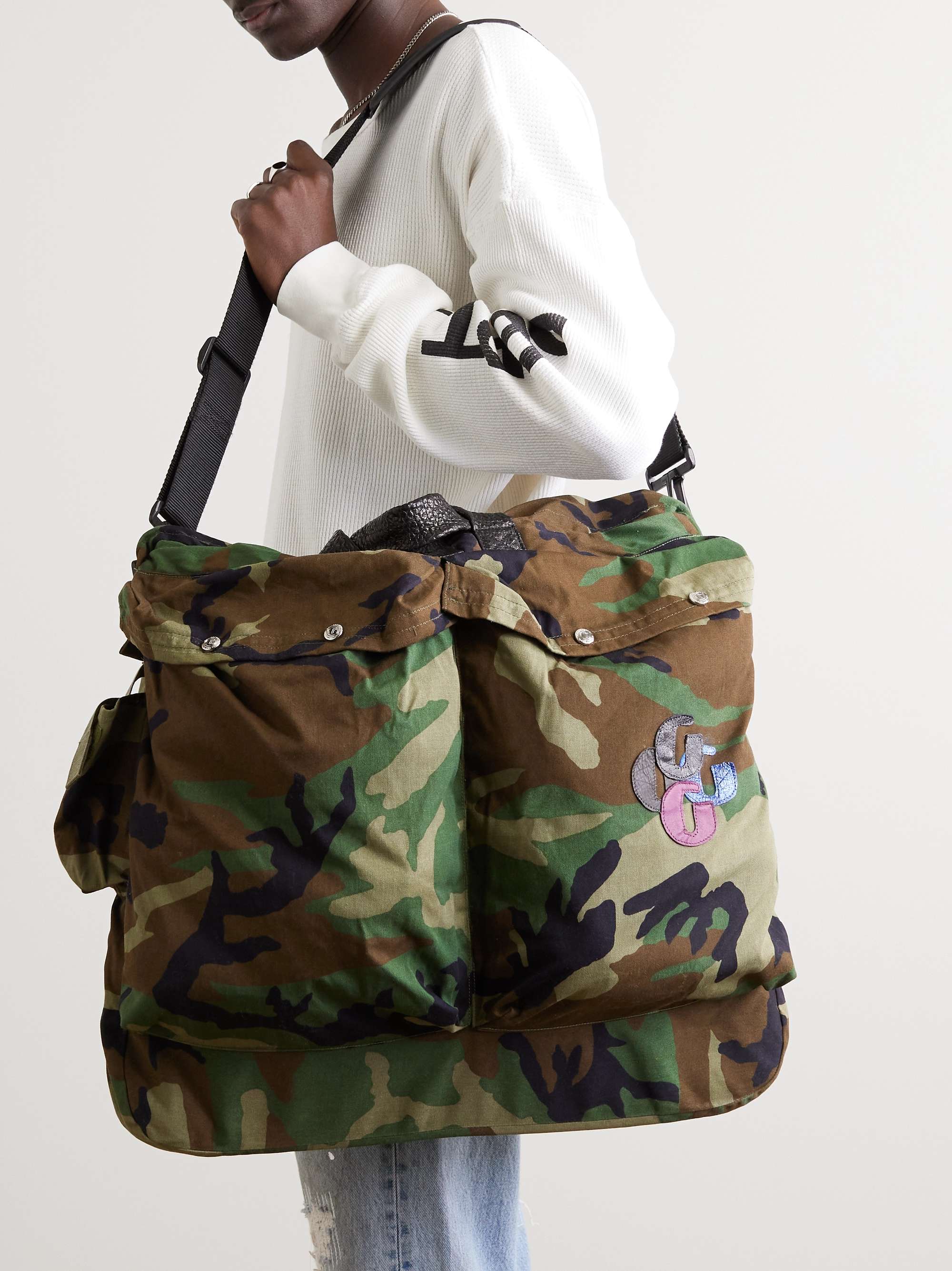 GALLERY DEPT. Leather-Trimmed Camouflage-Print Twill Messenger Bag