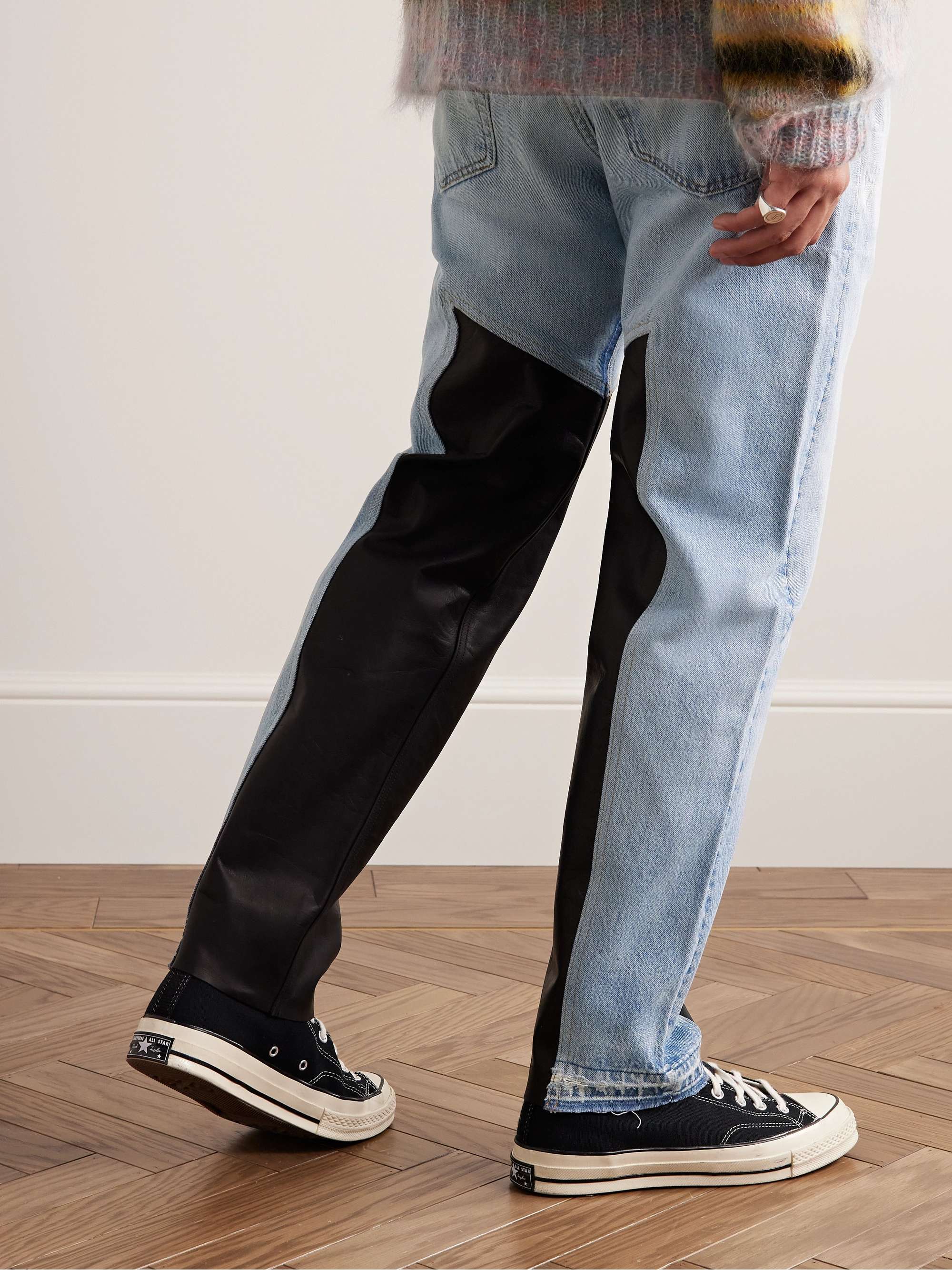 GALLERY DEPT. K.H. Slim-Fit Leather-Panelled Jeans