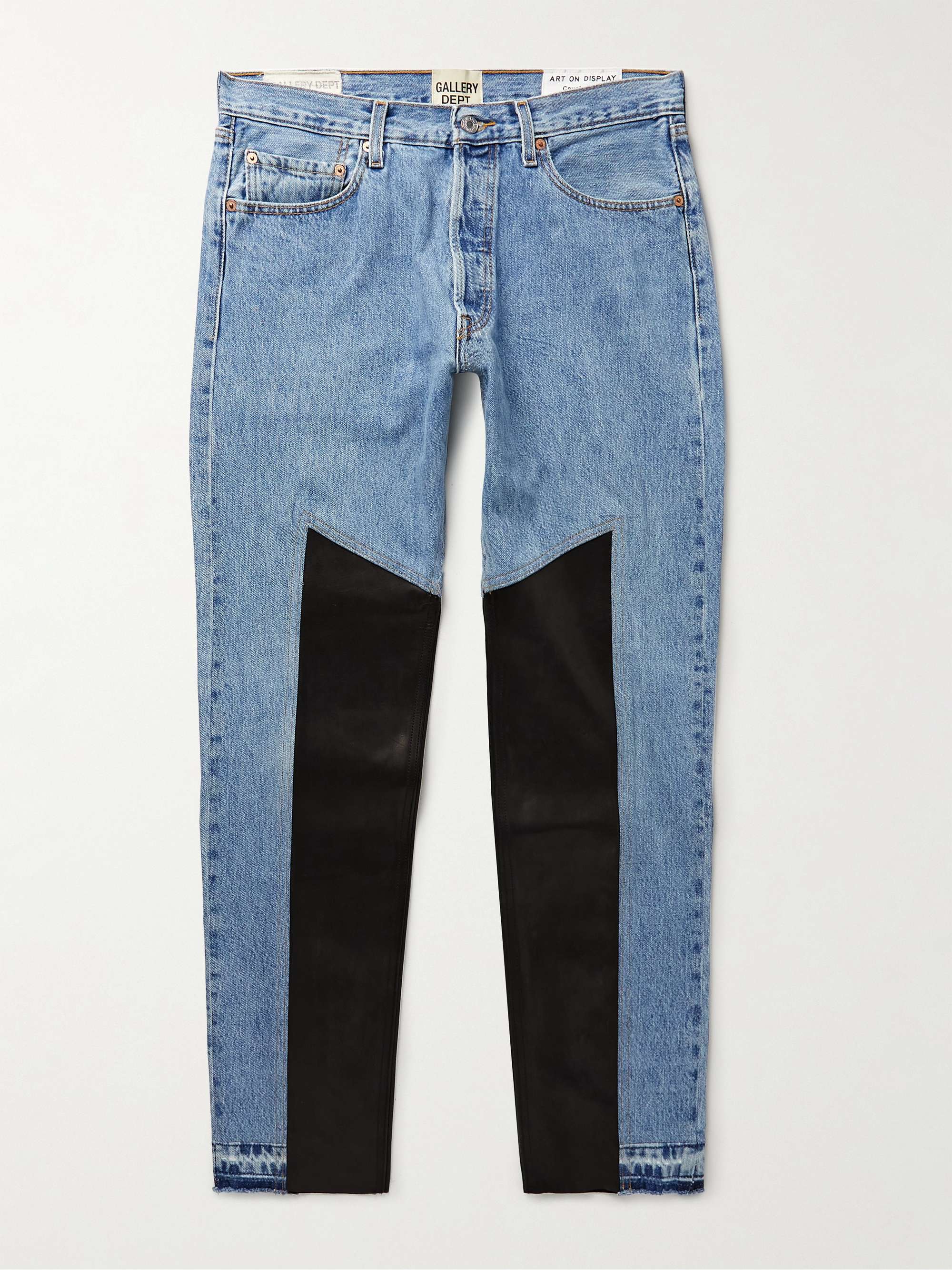 GALLERY DEPT. K.H. Slim-Fit Leather-Panelled Jeans