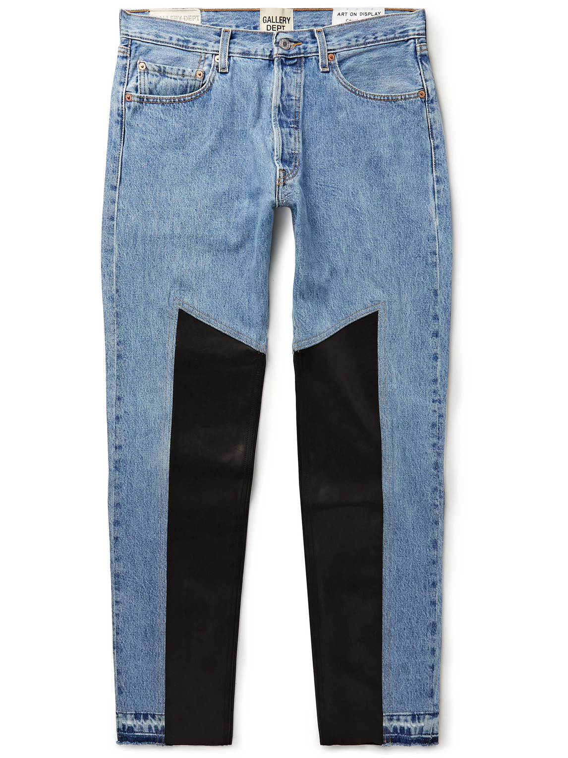 Gallery Dept. K.h. Slim-fit Leather-panelled Jeans In Blue