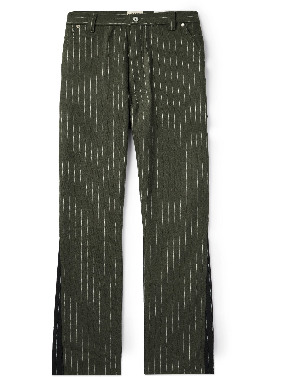Gallery Dept. Business Carpenter Straight-leg Pinstriped Woven Trousers In Green