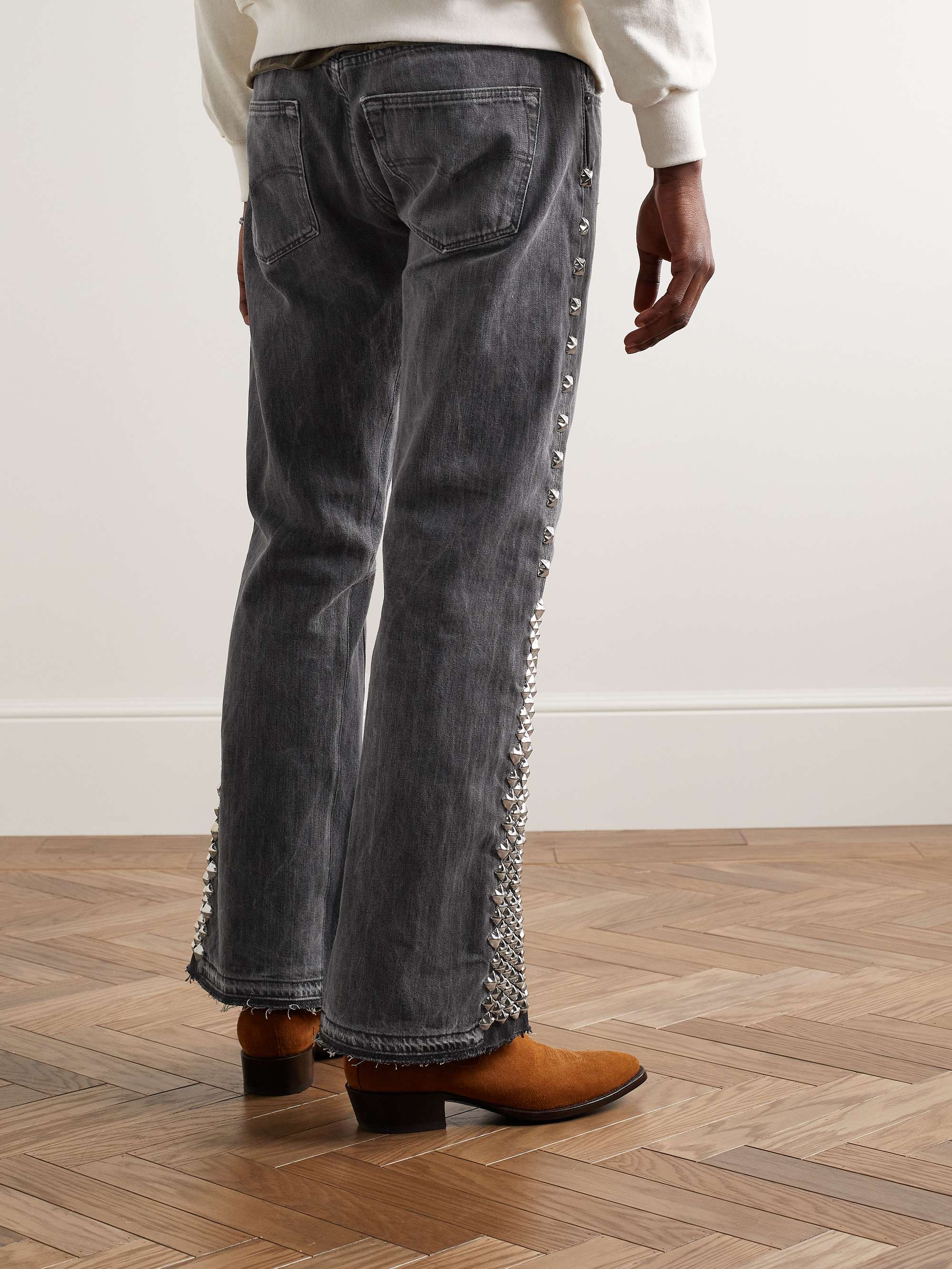 GALLERY DEPT. LA Slim-Fit Flared Frayed Studded Jeans