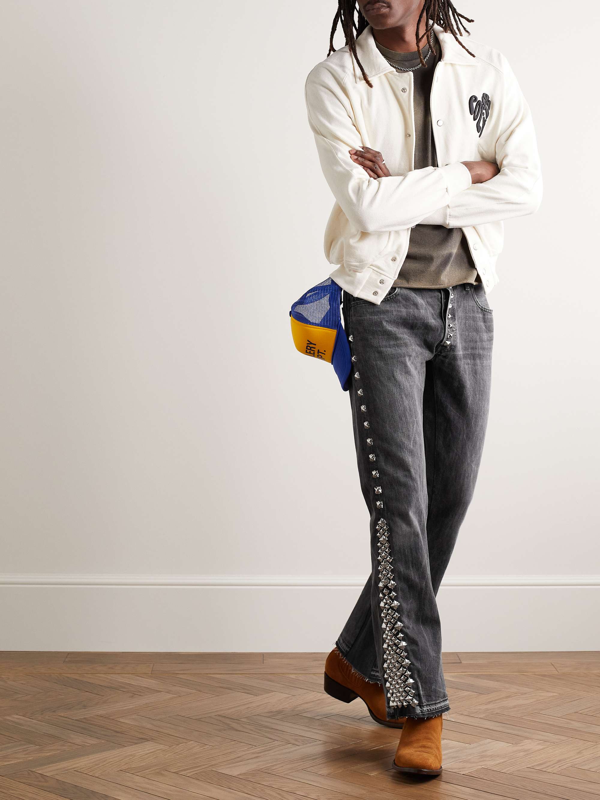 GALLERY DEPT. LA Slim-Fit Flared Frayed Studded Jeans for Men