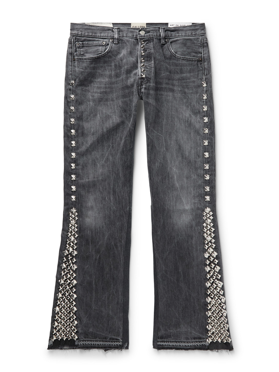 Gallery Dept. La Slim-fit Flared Frayed Studded Jeans In Gray