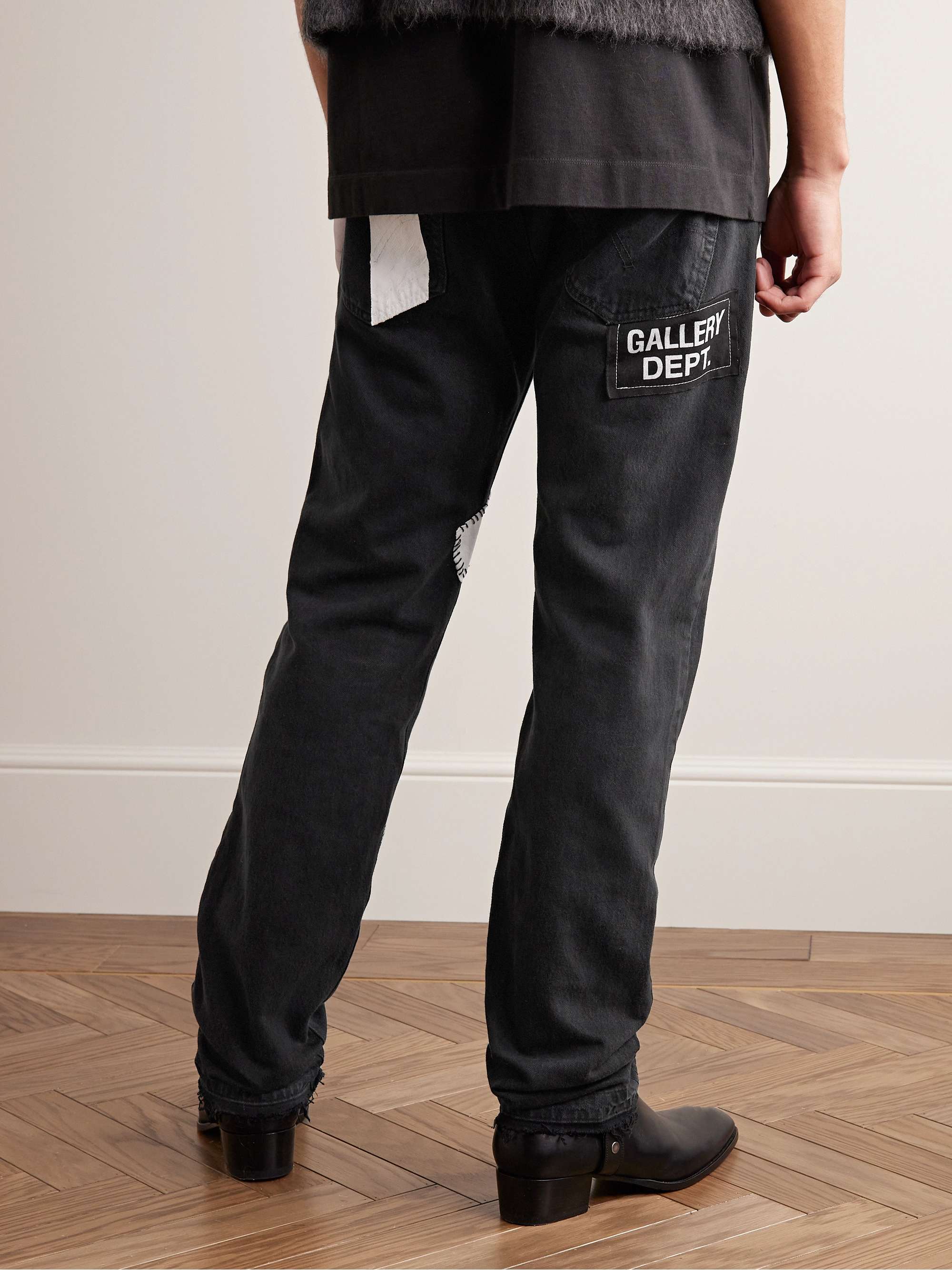 GALLERY DEPT. Slim-Fit Straight-Leg Painted Embroidered Distressed Jeans