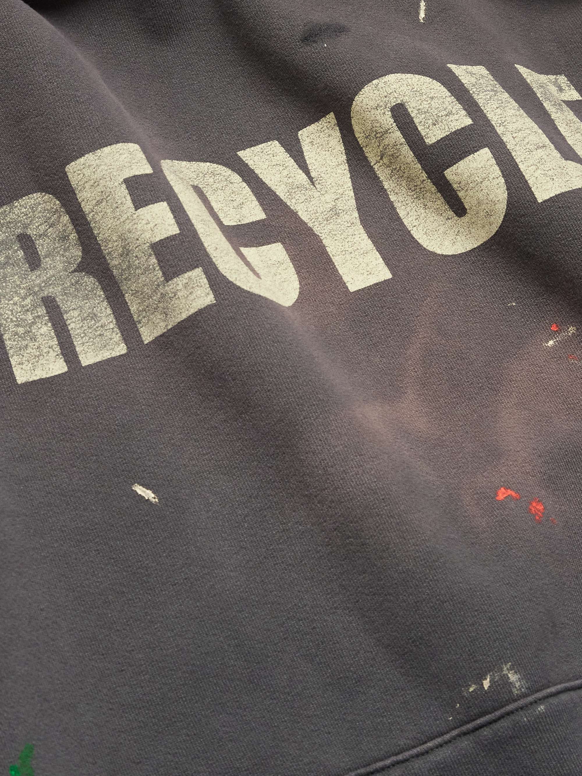 90's Recycle Distressed Printed Cotton-Jersey Hoodie