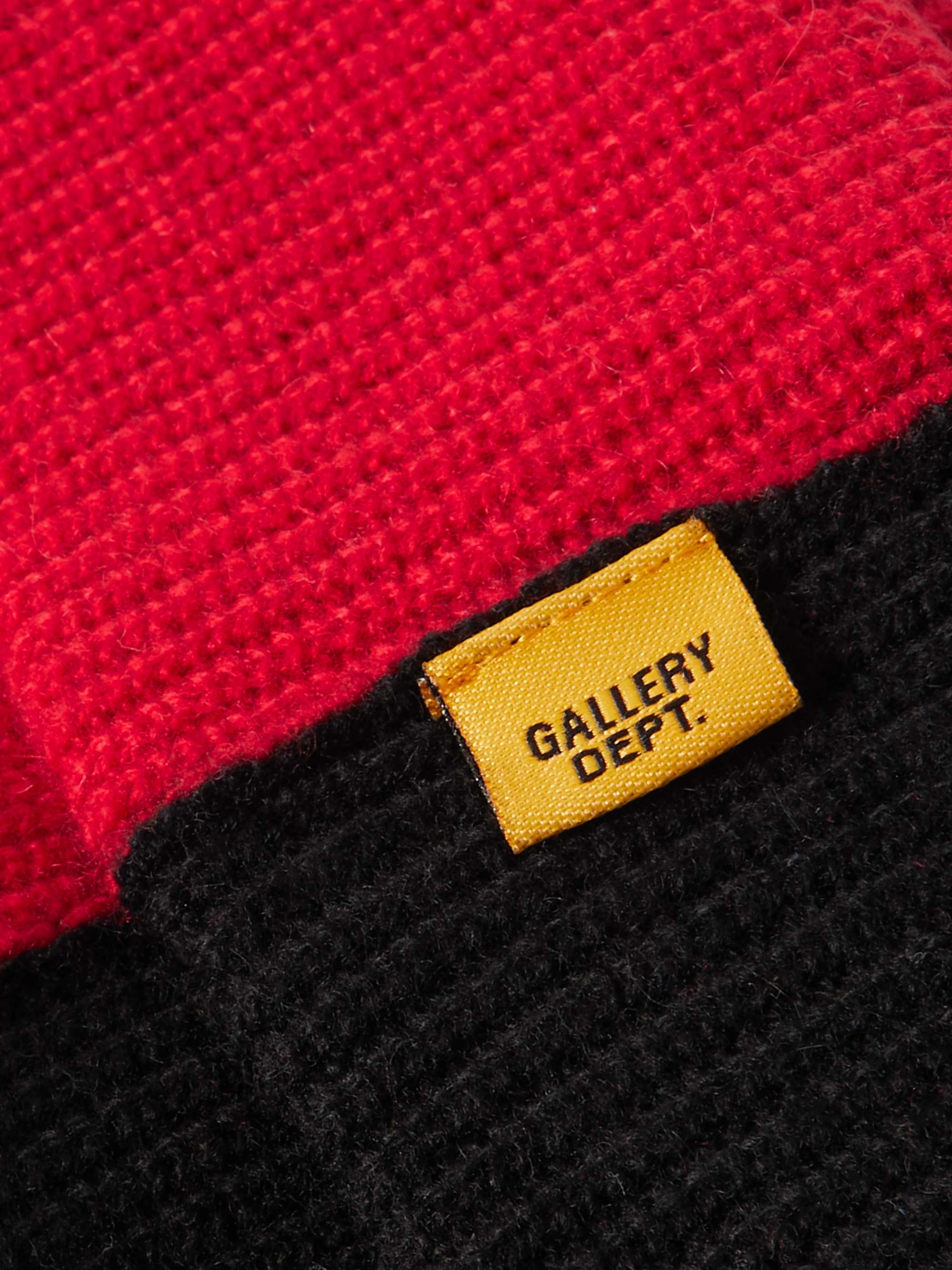 GALLERY DEPT. Topanga Logo-Print Two-Tone Ribbed-Cotton Beanie