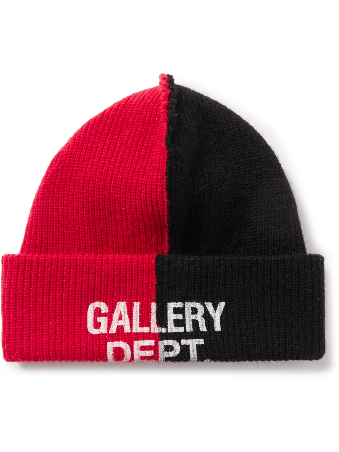 Shop Gallery Dept. Topanga Logo-print Two-tone Ribbed-cotton Beanie In Black