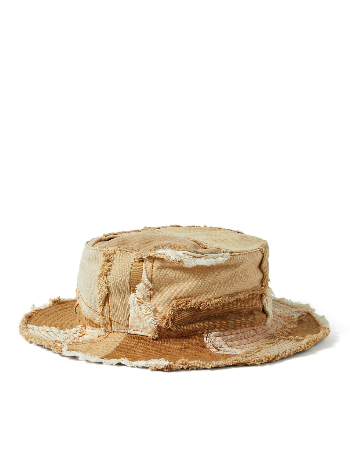 Gallery Dept. Rodman Patchwork Distressed Recycled Cotton-canvas Bucket Hat In Neutrals