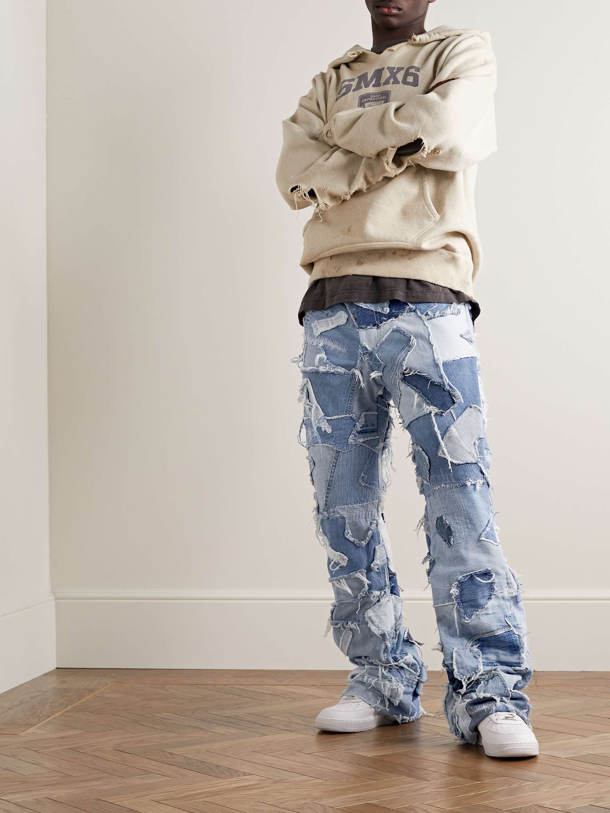 GALLERY DEPT. Super G Straight-Leg Logo-Appliquéd Distressed Jeans for Men