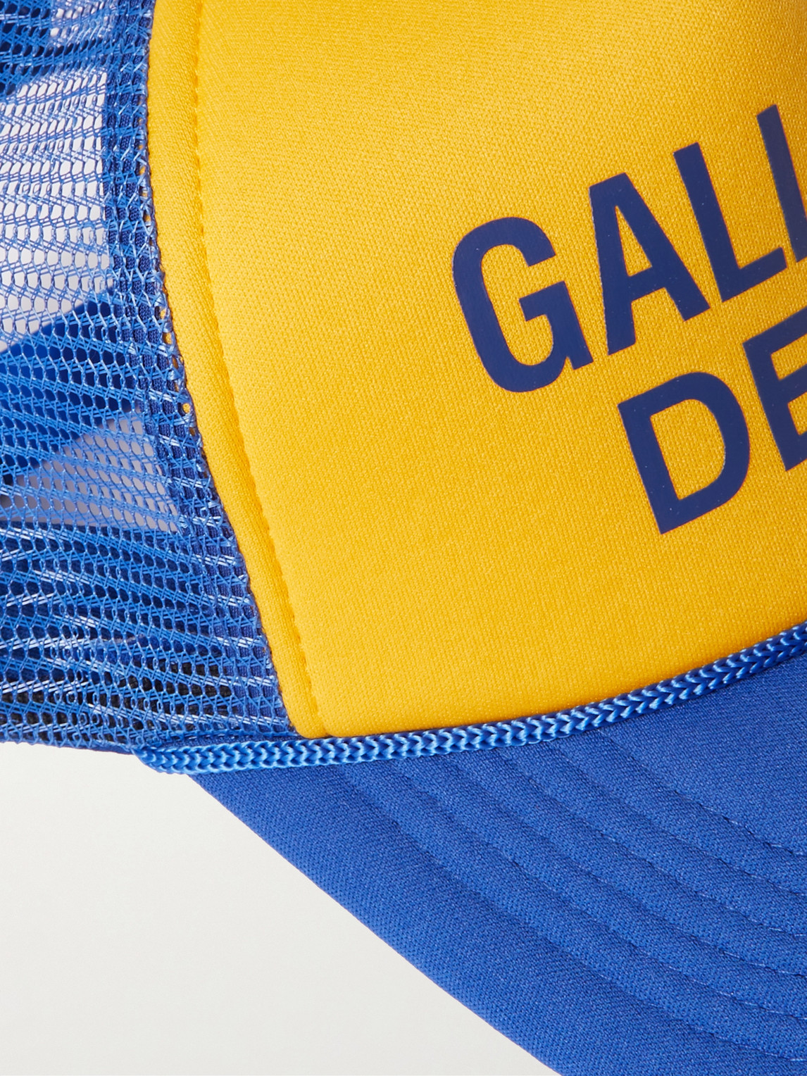Shop Gallery Dept. Printed Two-tone Twill And Mesh Trucker Cap In Yellow