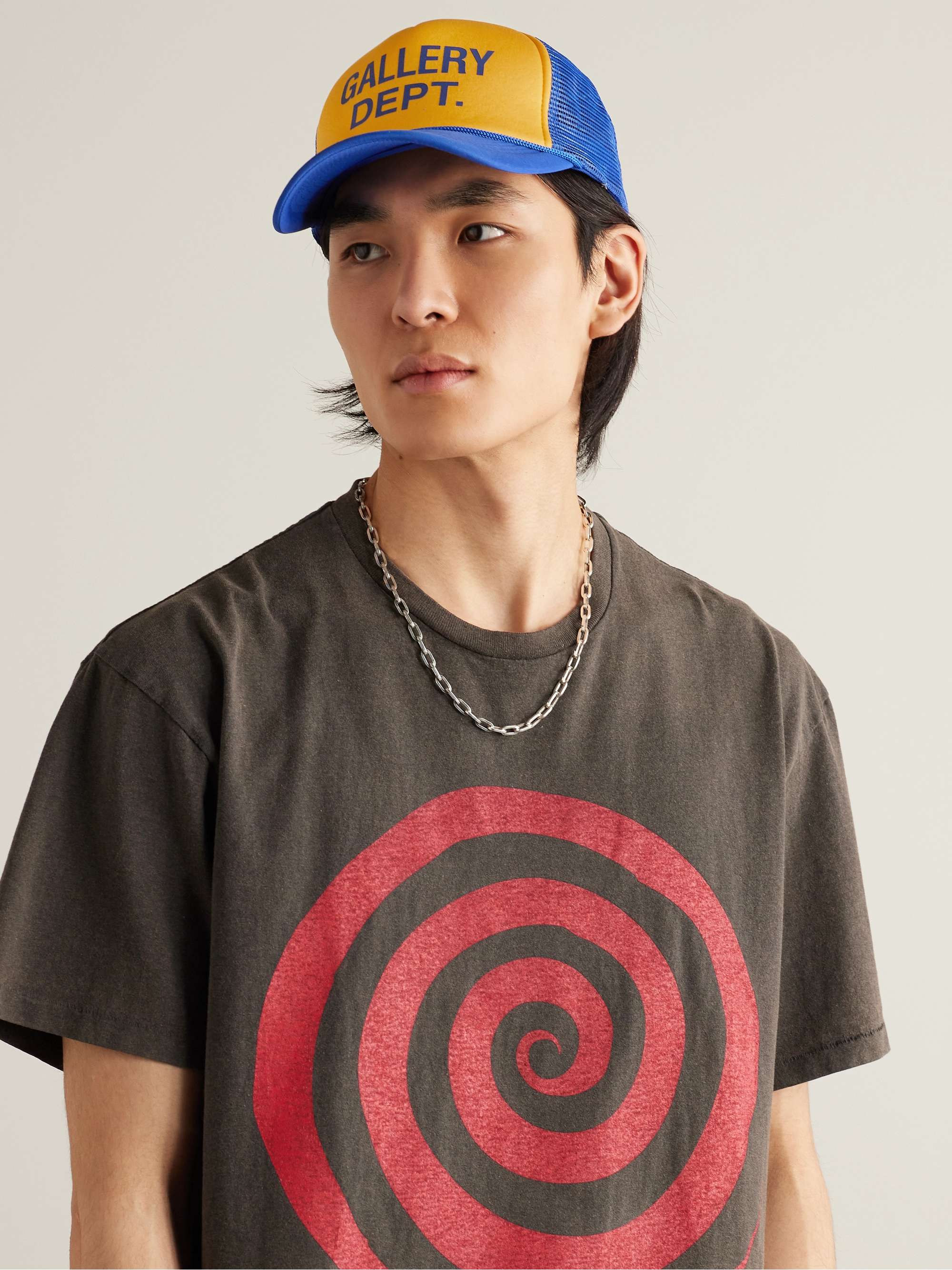 Printed Two-Tone Twill and Mesh Trucker Cap
