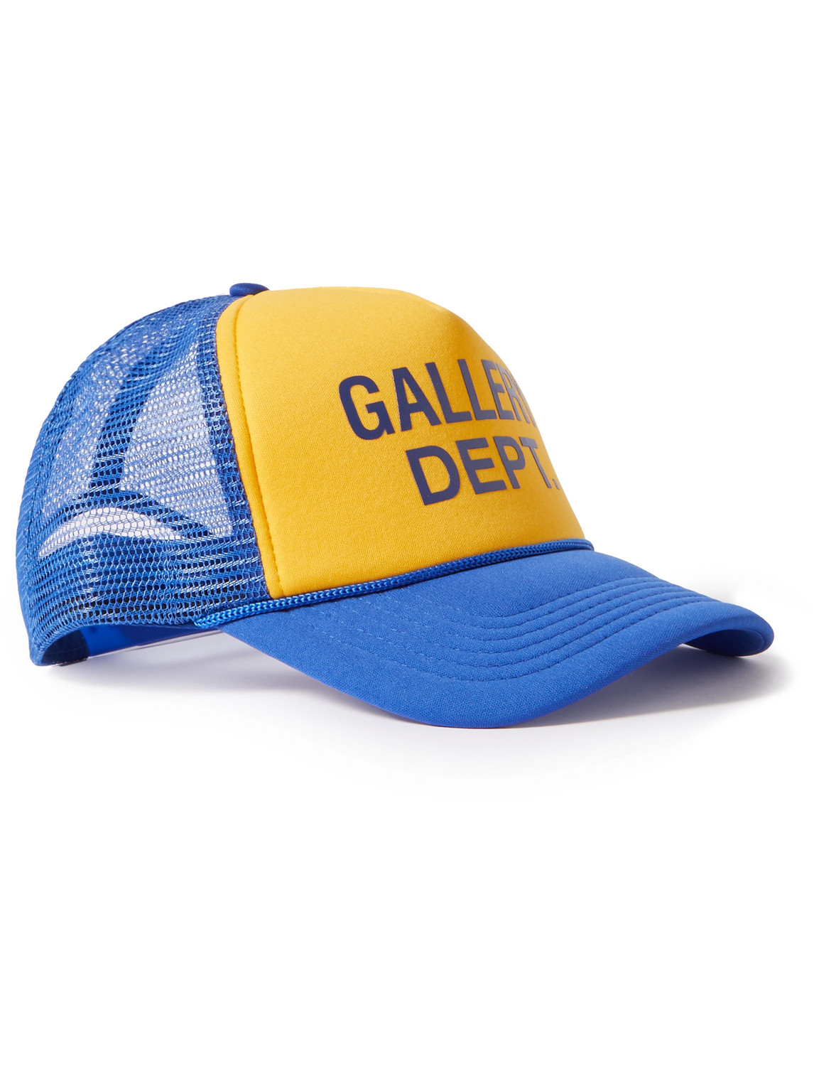 Shop Gallery Dept. Printed Two-tone Twill And Mesh Trucker Cap In Yellow
