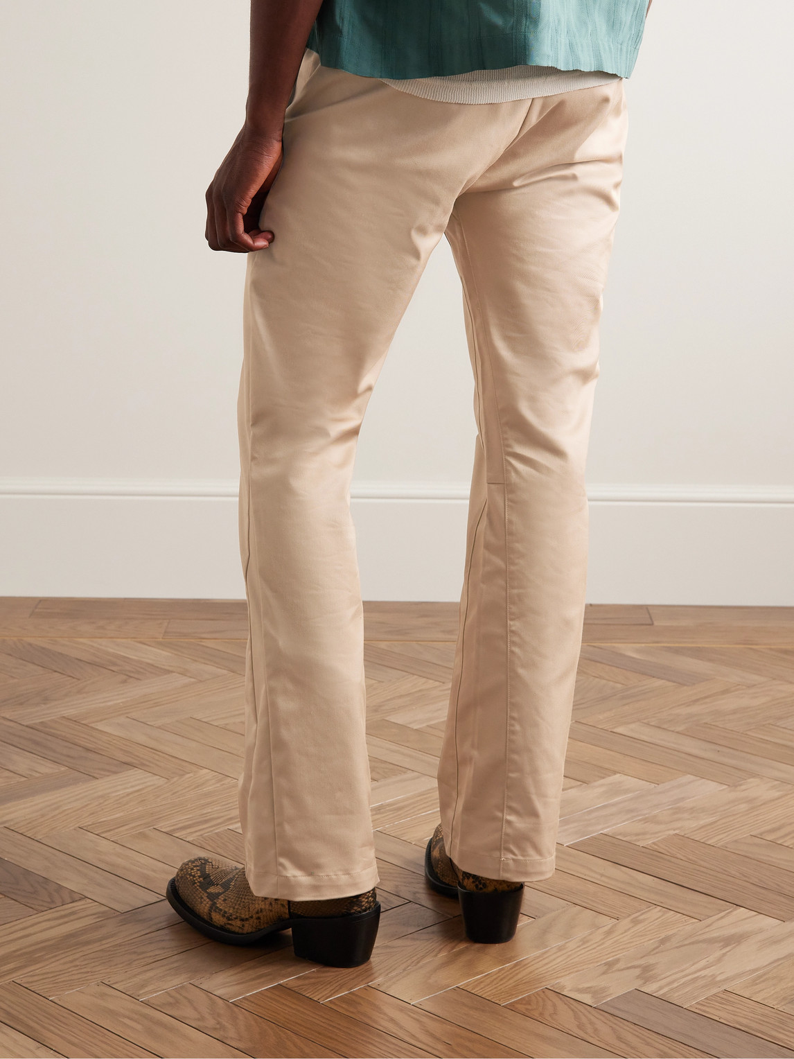 Shop Gallery Dept. Slim-fit Flared Cotton-twill Trousers In Neutrals