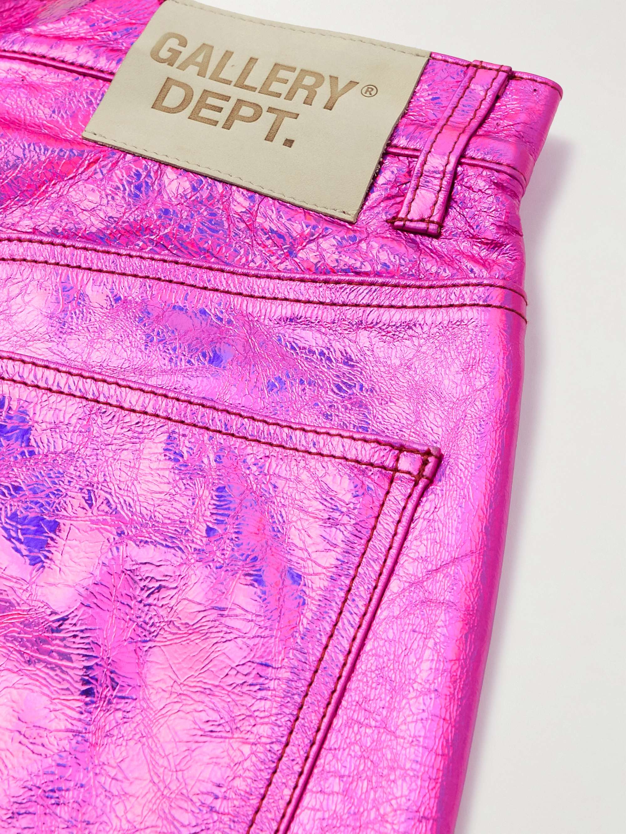 GALLERY DEPT. Logan Galactic Flared Distressed Metallic Crinkled-Leather Trousers