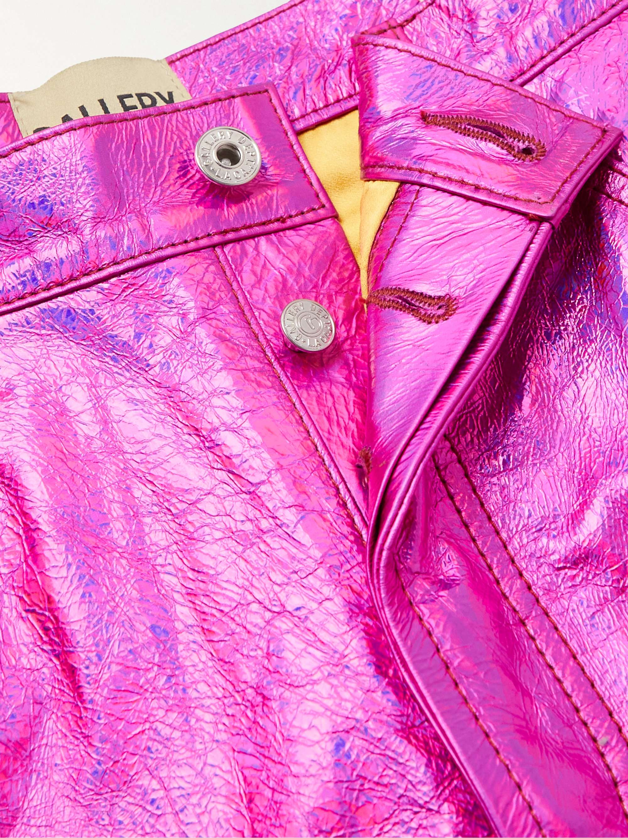 GALLERY DEPT. Logan Galactic Flared Distressed Metallic Crinkled-Leather Trousers