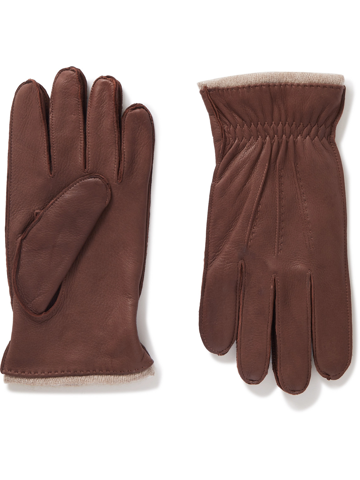 Dents Edington Cashmere-lined Leather Gloves In Brown