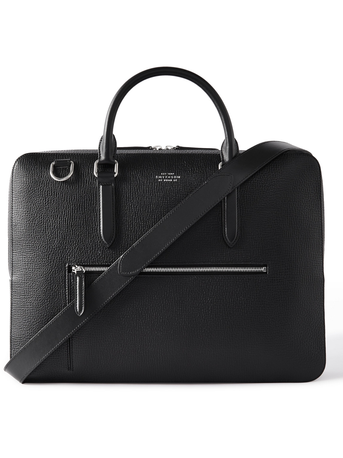 Smythson Cross-grain Leather Briefcase In Black