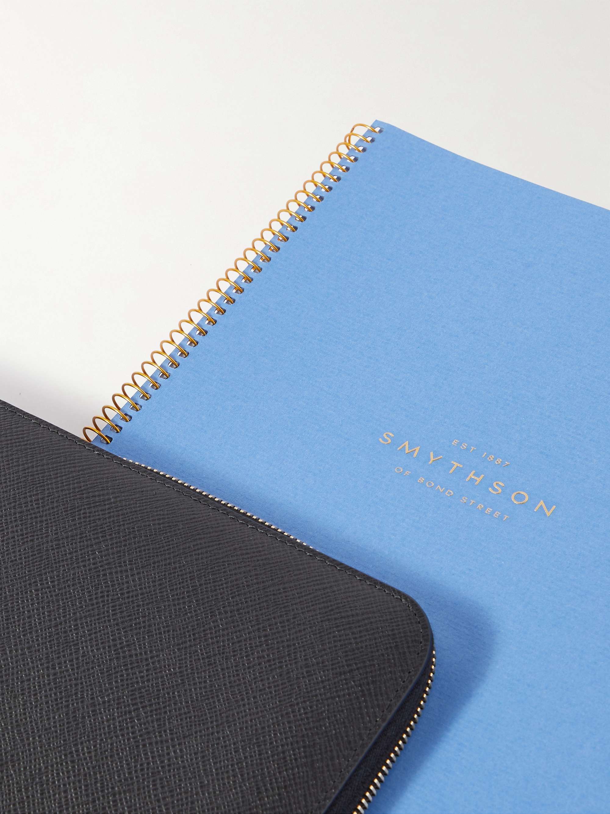 SMYTHSON Panama Cross-Grain Leather Zipped Folder