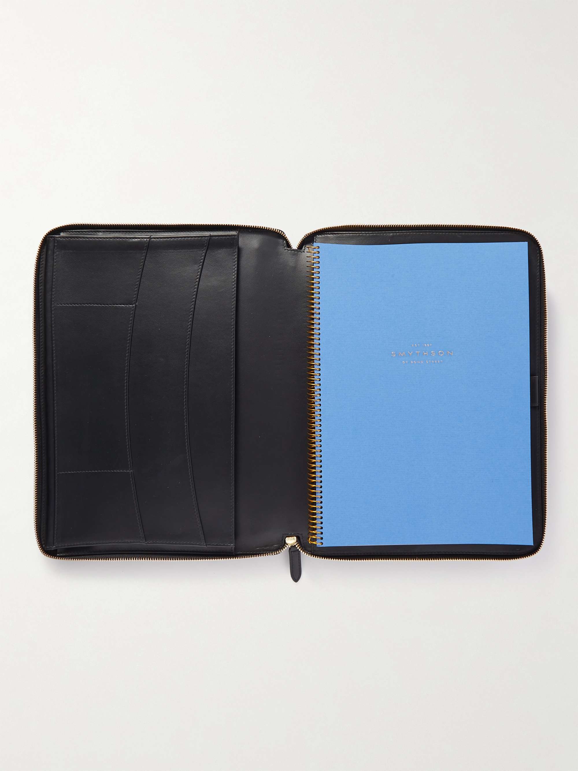SMYTHSON Panama Cross-Grain Leather Zipped Folder