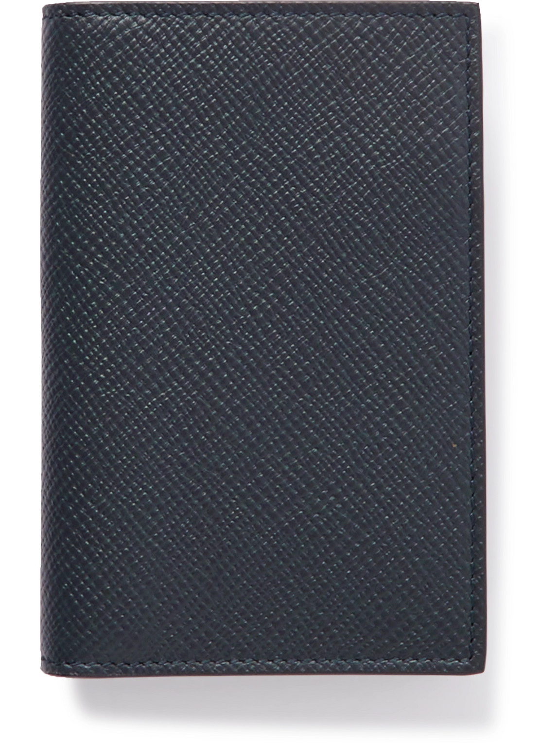 Smythson Panama Cross-grain Leather Cardholder In Blue