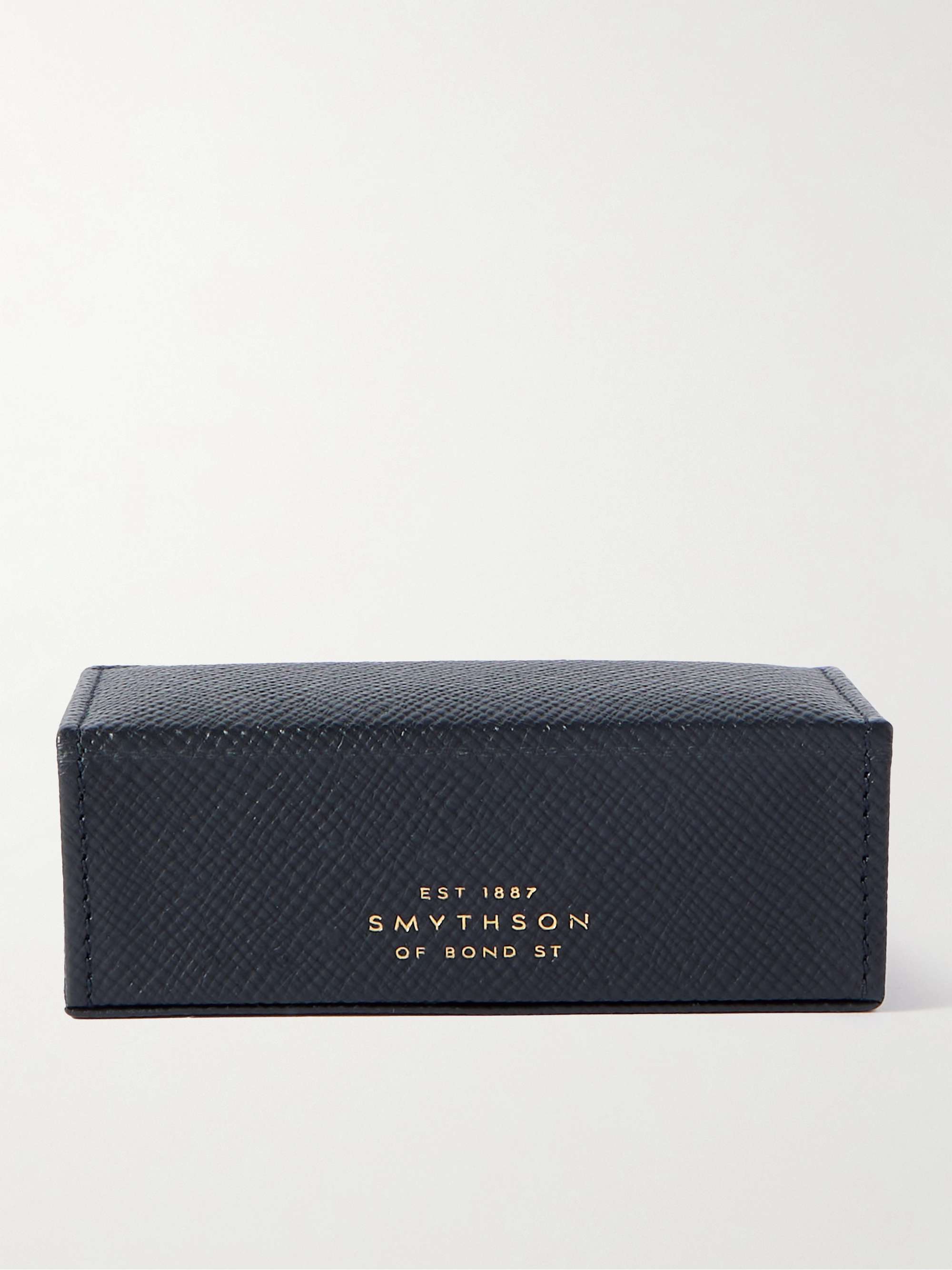 SMYTHSON Panama Cross-Grain Leather Cufflinks Box